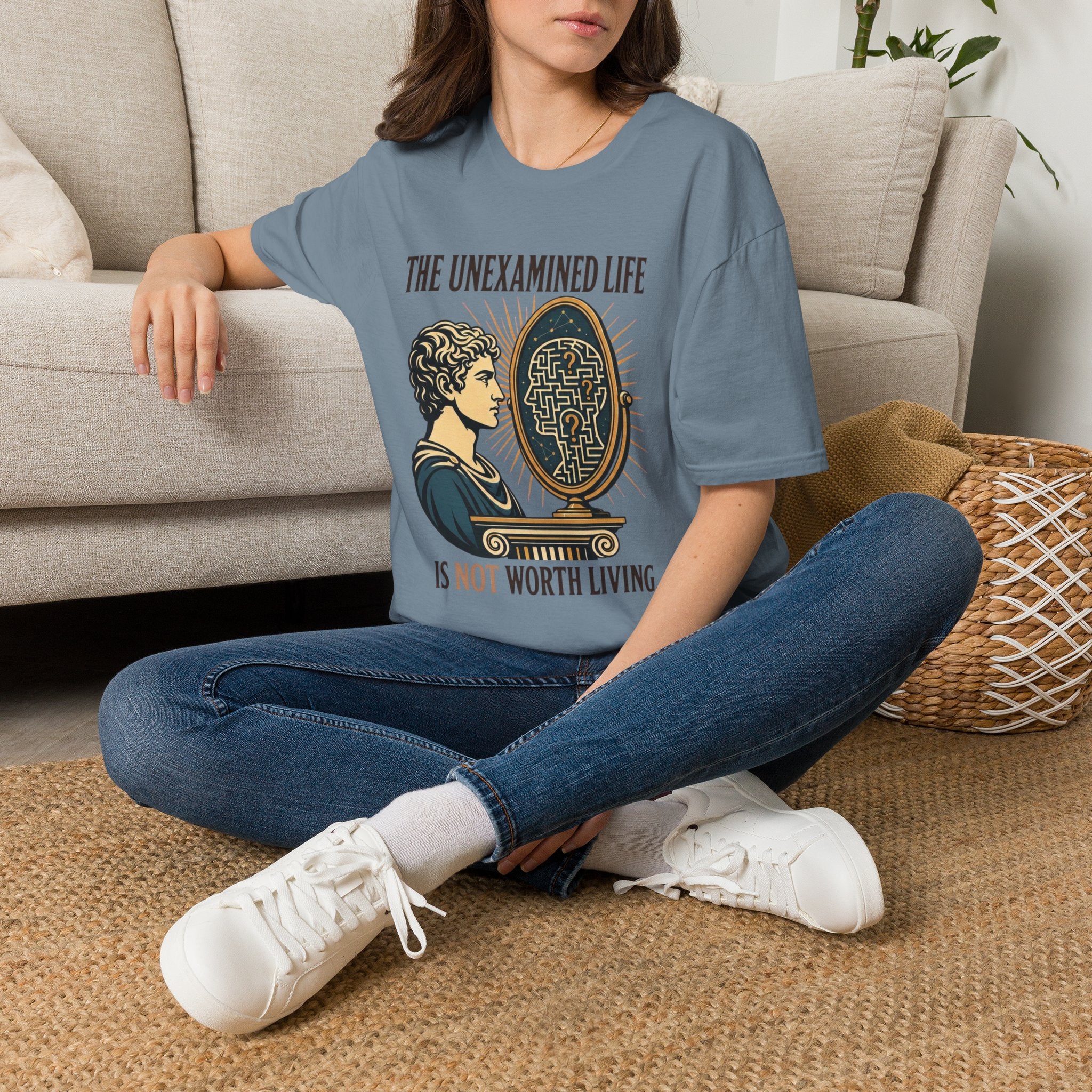 'The Unexamined Life' Philosophical Graphic Tee (Mirror Maze Design)