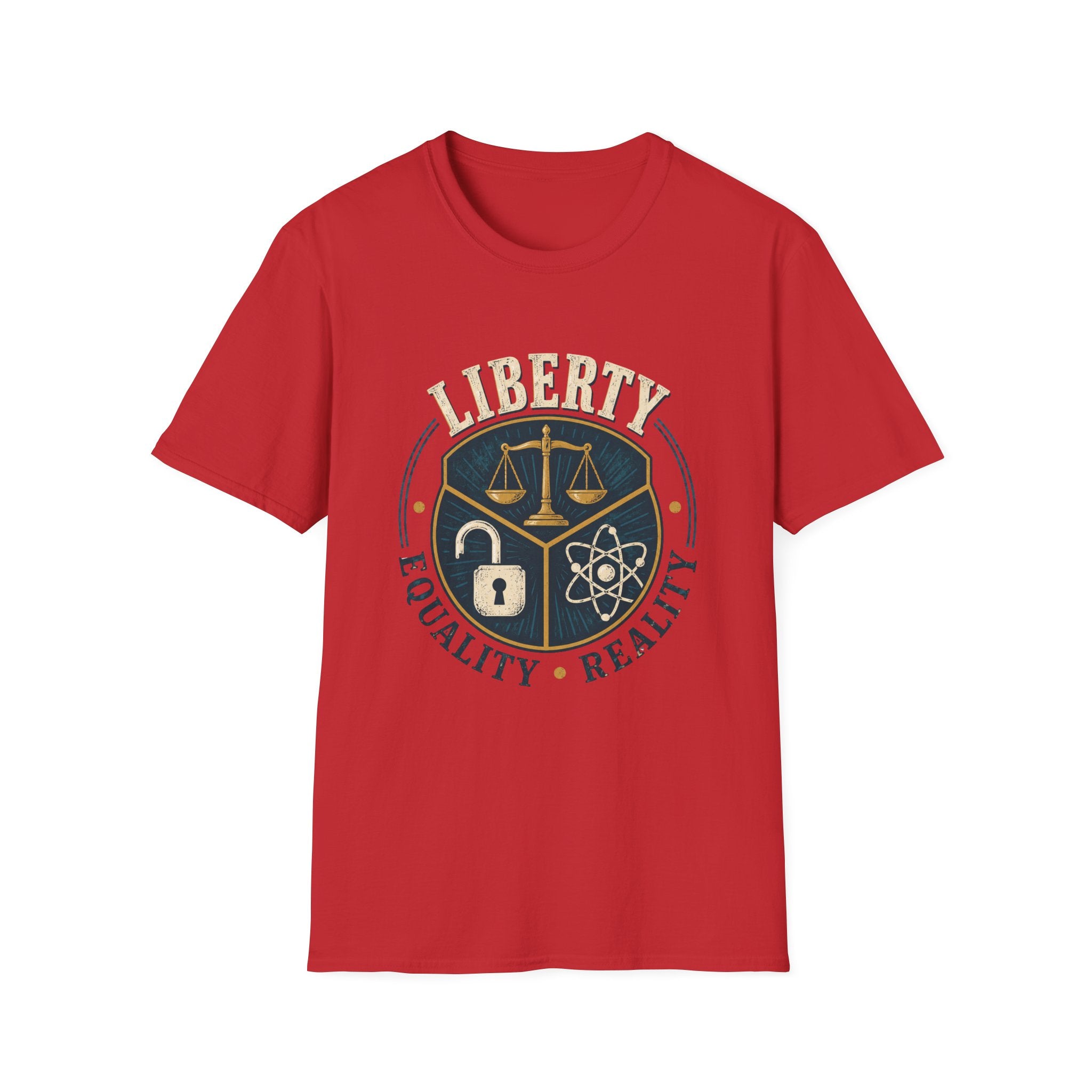 Liberty Equality Reality Graphic T-Shirt — Scales & Icons Patriotic Tee