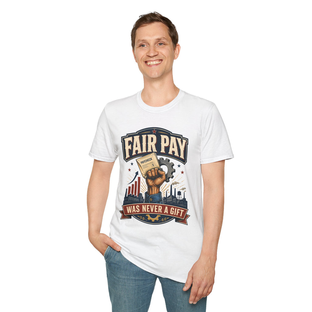 Fair Pay T-Shirt — "Fair Pay Was Never a Gift" Labor Rights Graphic Tee