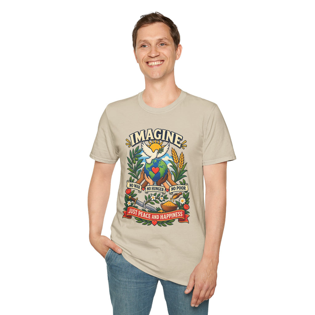 Imagine Peace T-Shirt — Dove, Earth & Plants Graphic Tee
