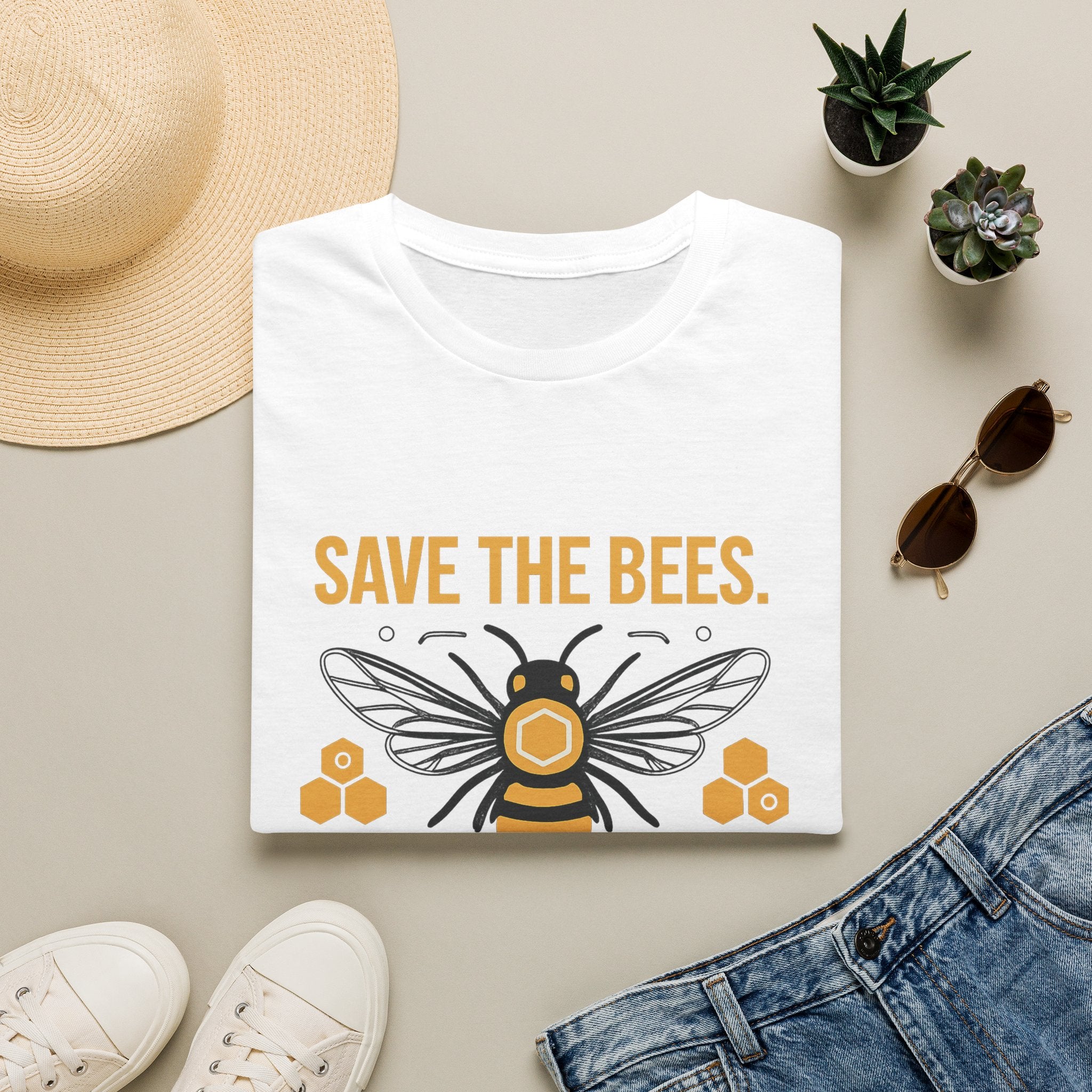 Save The Bees T-Shirt — "Save the Bees. Save the Food. Save Us." Eco Awareness Tee