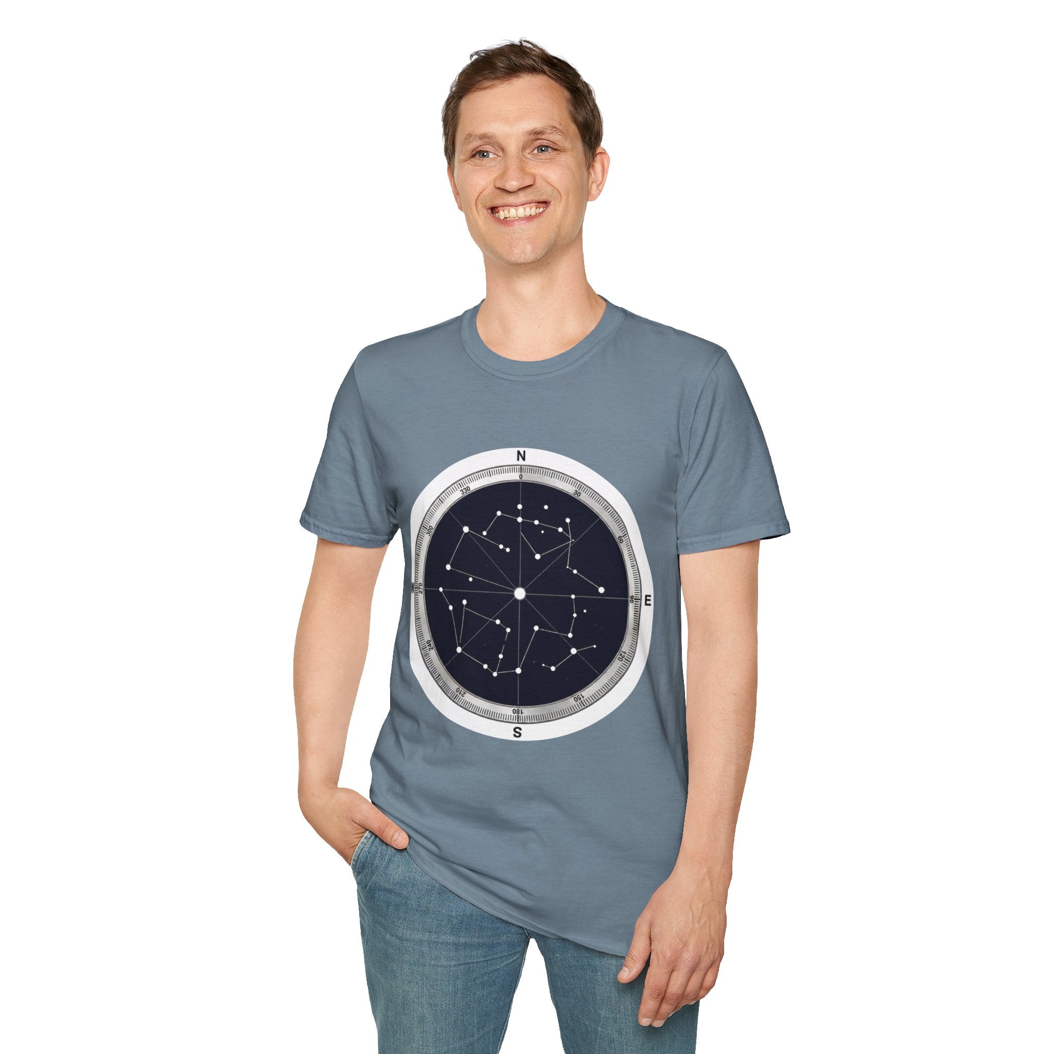 Constellation Compass T-Shirt — Night Sky Star Map Tee
