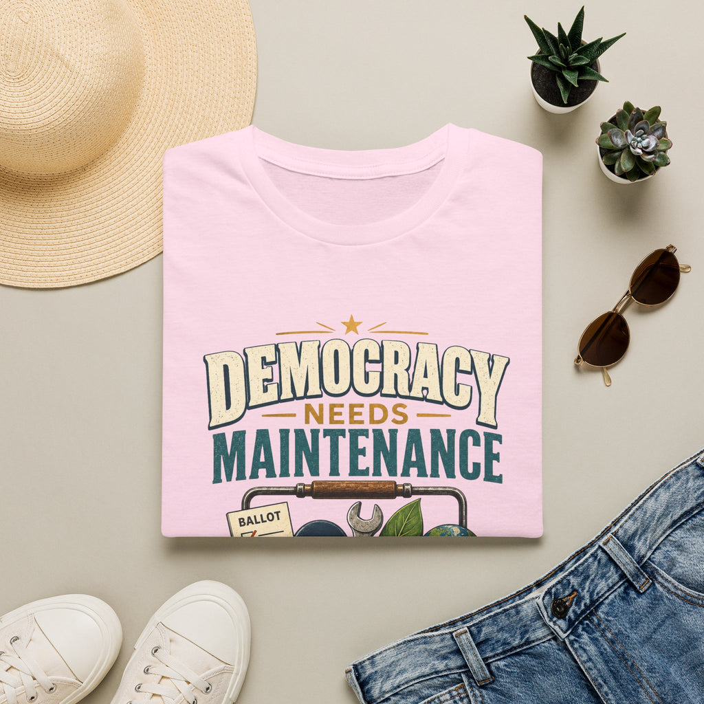 Democracy Needs Maintenance T-Shirt — Civic Repair Kit Tee