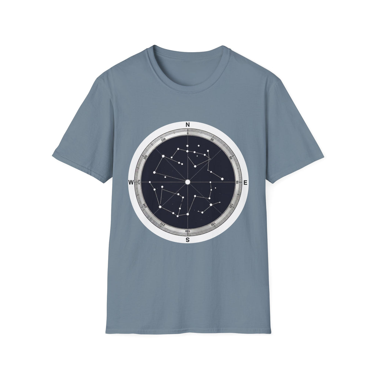 Constellation Compass T-Shirt — Night Sky Star Map Tee