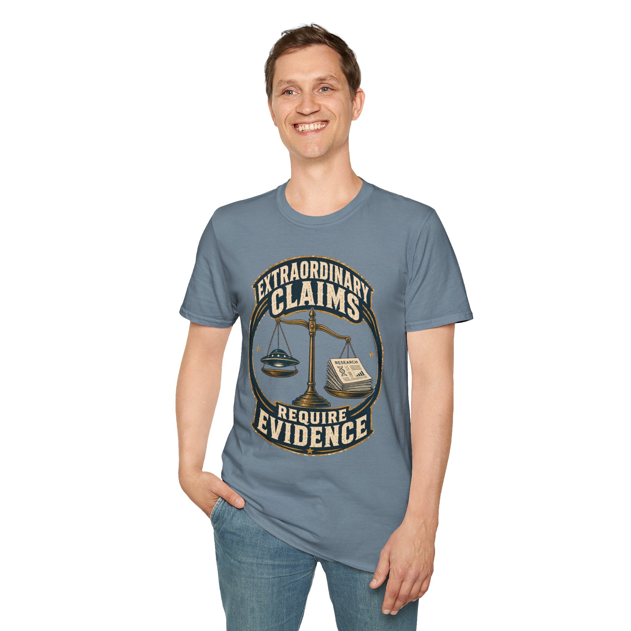 T-Shirt — "Extraordinary Claims Require Evidence" Vintage Science Skeptic Tee
