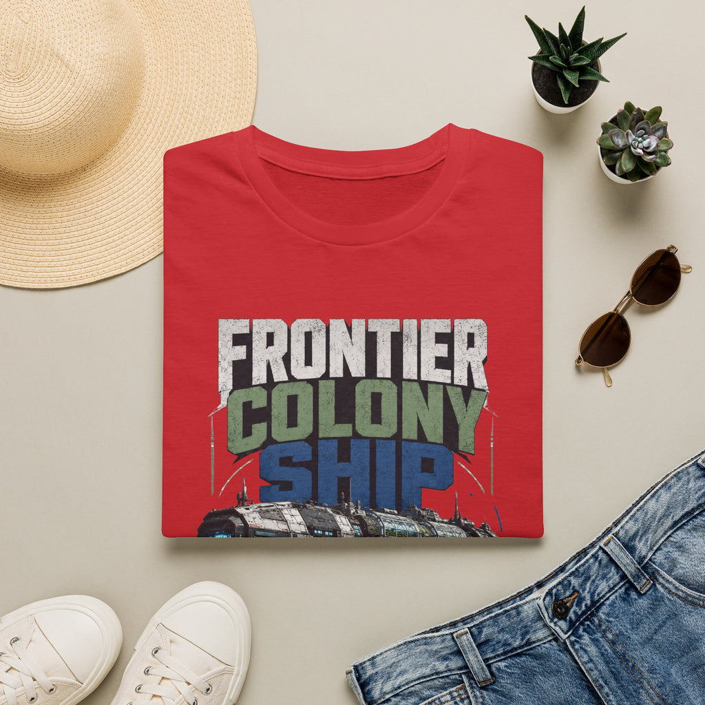 Frontier Colony Ship T-Shirt — Retro Sci‑Fi Space Colony Tee