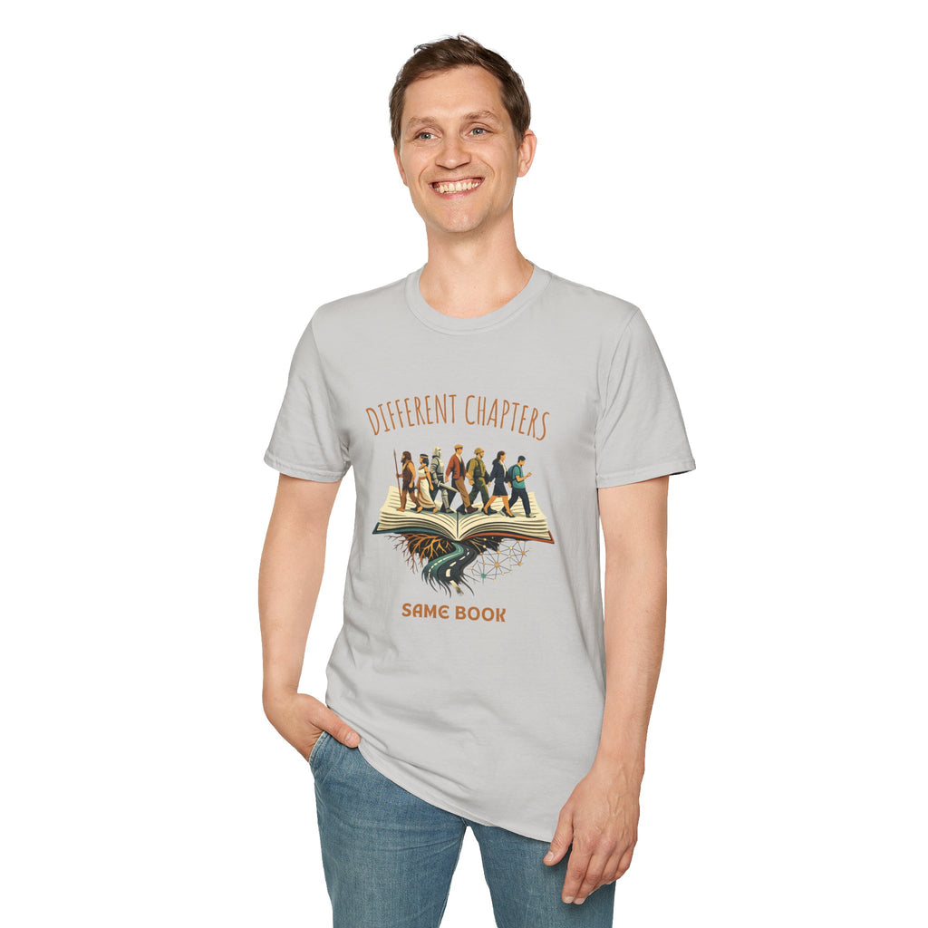 Different Chapters Same Book T-Shirt — Inspirational Reading & Life Journey Tee