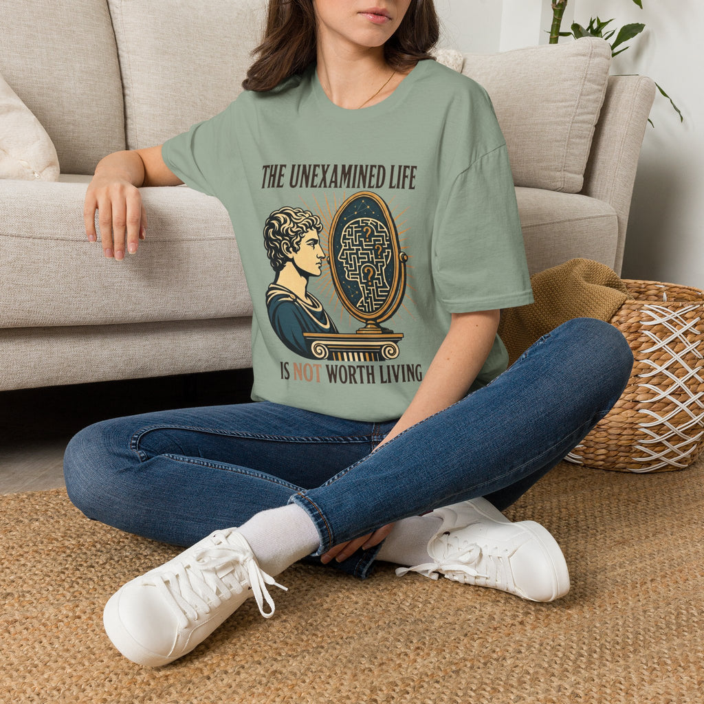 'The Unexamined Life' Philosophical Graphic Tee (Mirror Maze Design)