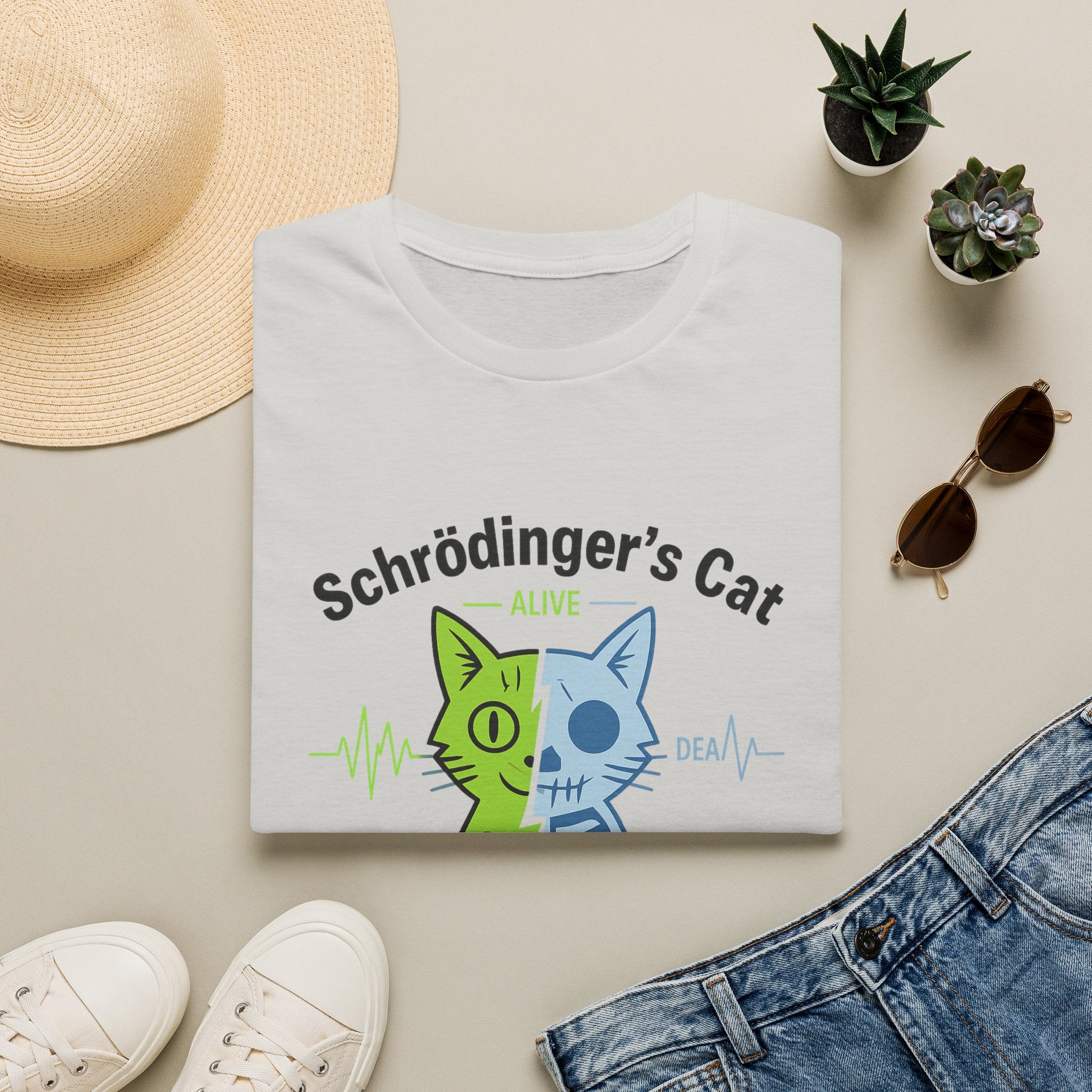 Schrödinger’s Cat T-Shirt — 'Both Alive and Dead' Quantum Science Funny Tee