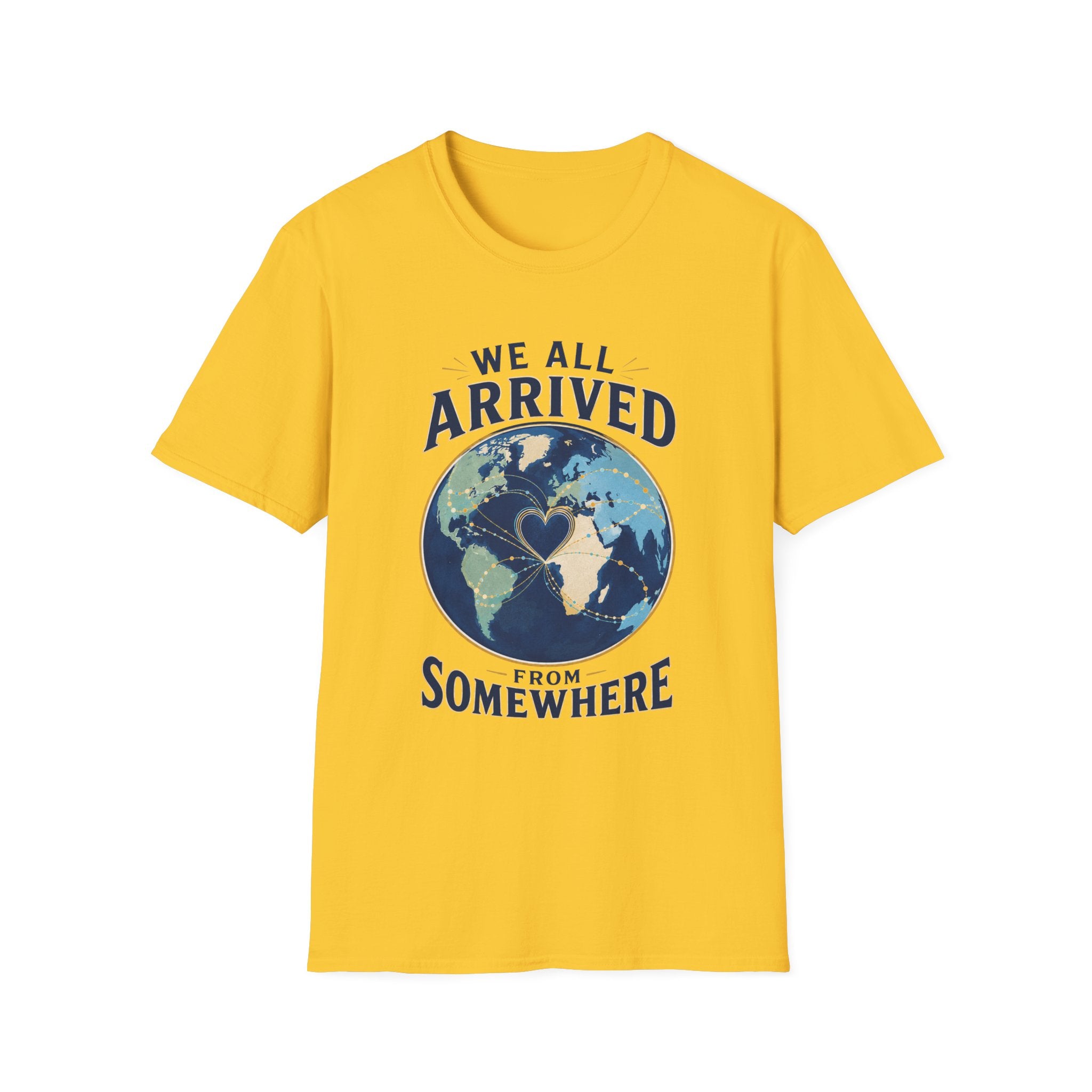 "We All Arrived From Somewhere" Earth Graphic Tee (Travel & Unity)