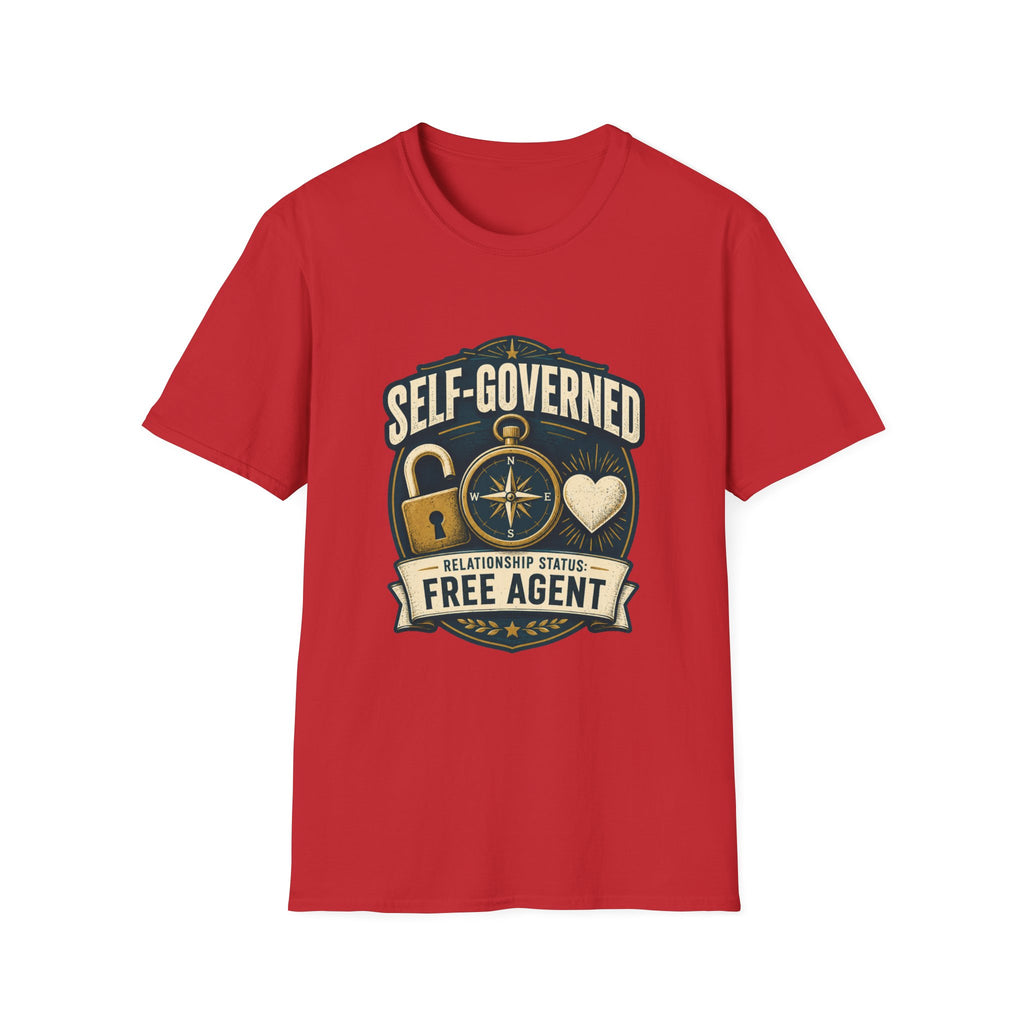 Self-Governed Compass T-Shirt — “Self-Governed: Relationship Status Free Agent” Graphic Tee