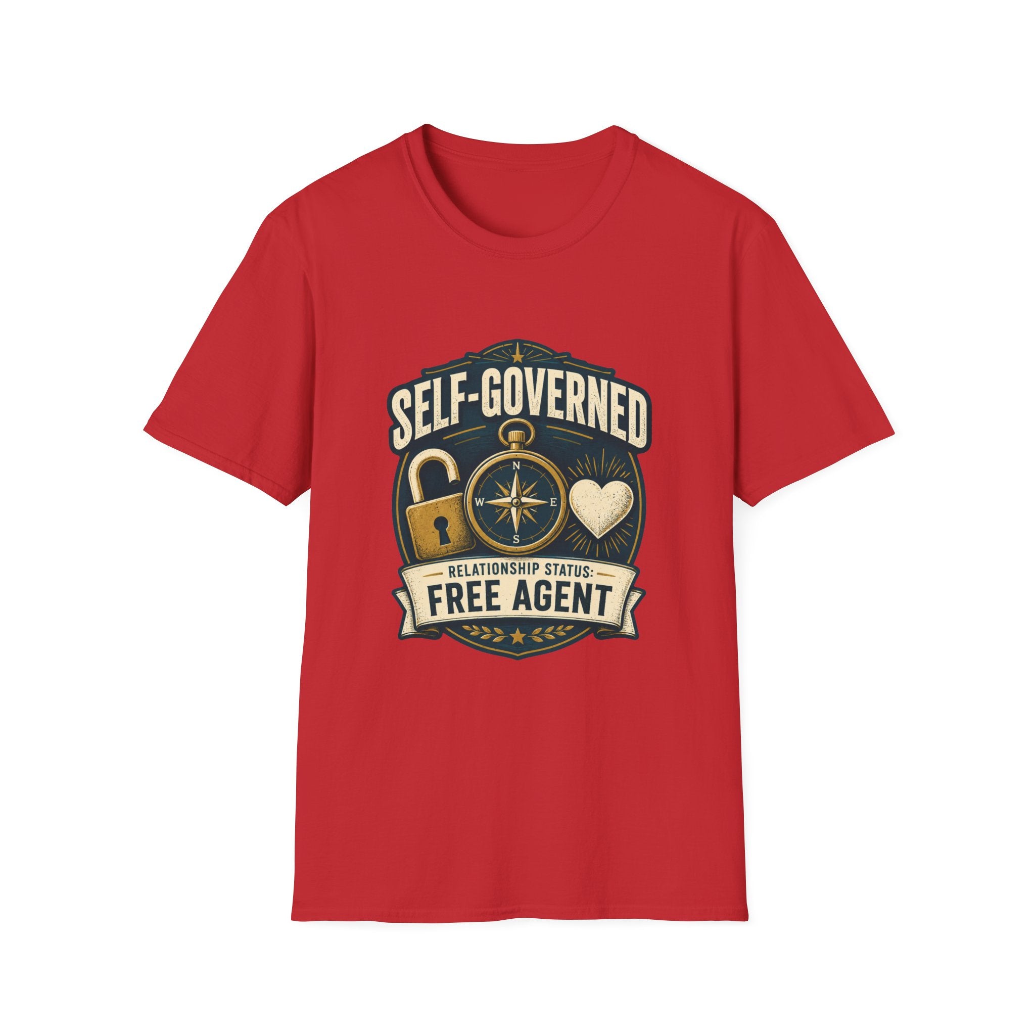 Self-Governed Compass T-Shirt — “Self-Governed: Relationship Status Free Agent” Graphic Tee