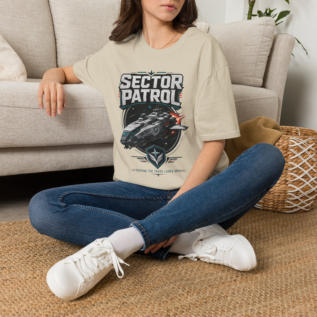Sector Patrol T-Shirt — Sci‑Fi Space Fleet Badge Tee