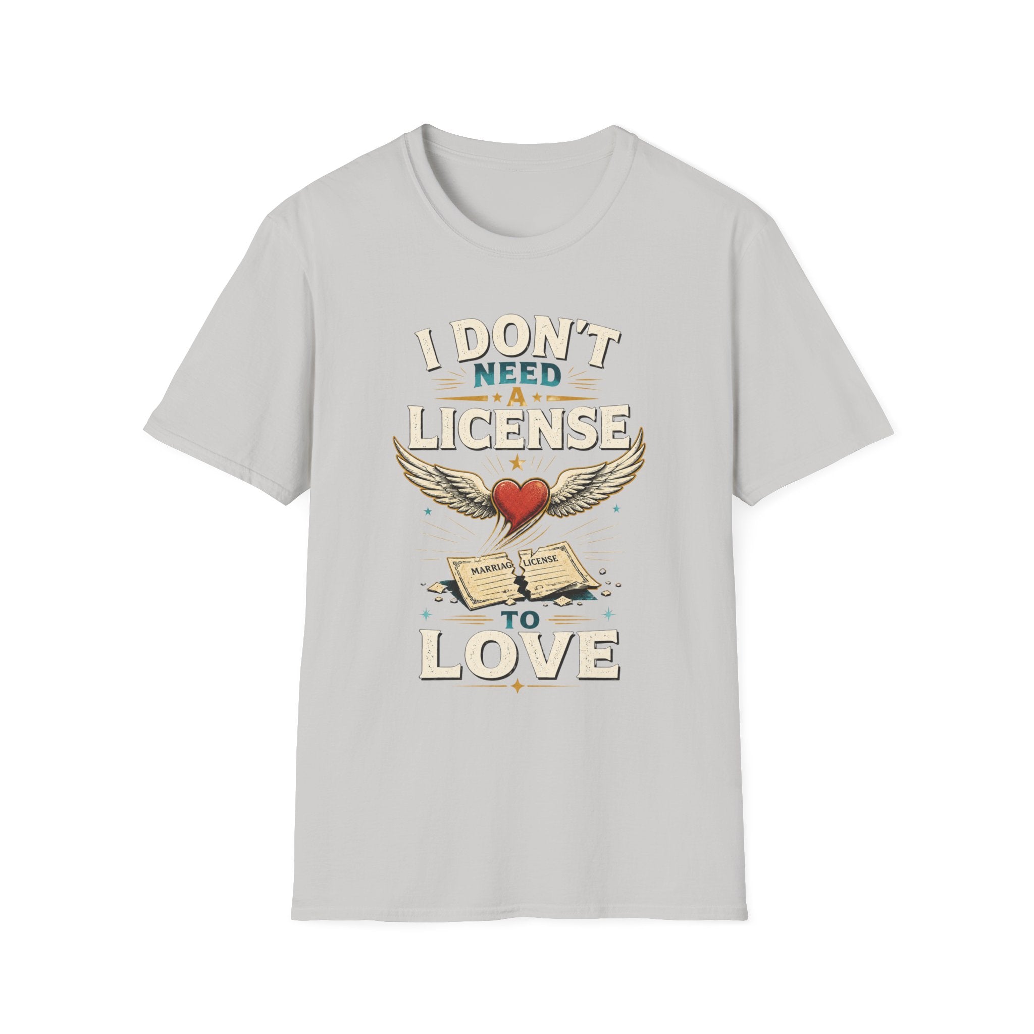 "I Don't Need a License to Love" Vintage Heart & Wings Design