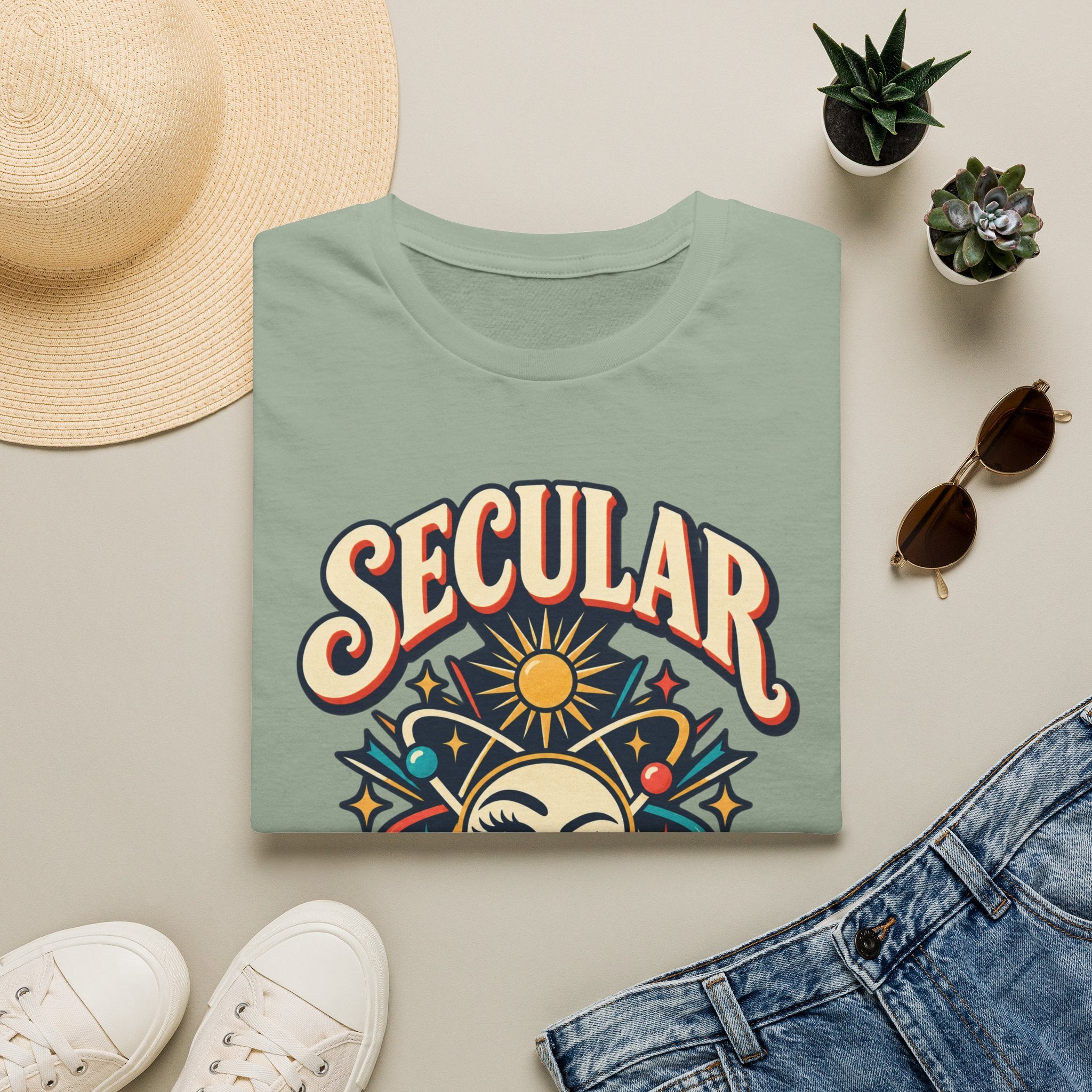 Secular Is Sexy T-Shirt — Retro Spiritual Sun Graphic Tee
