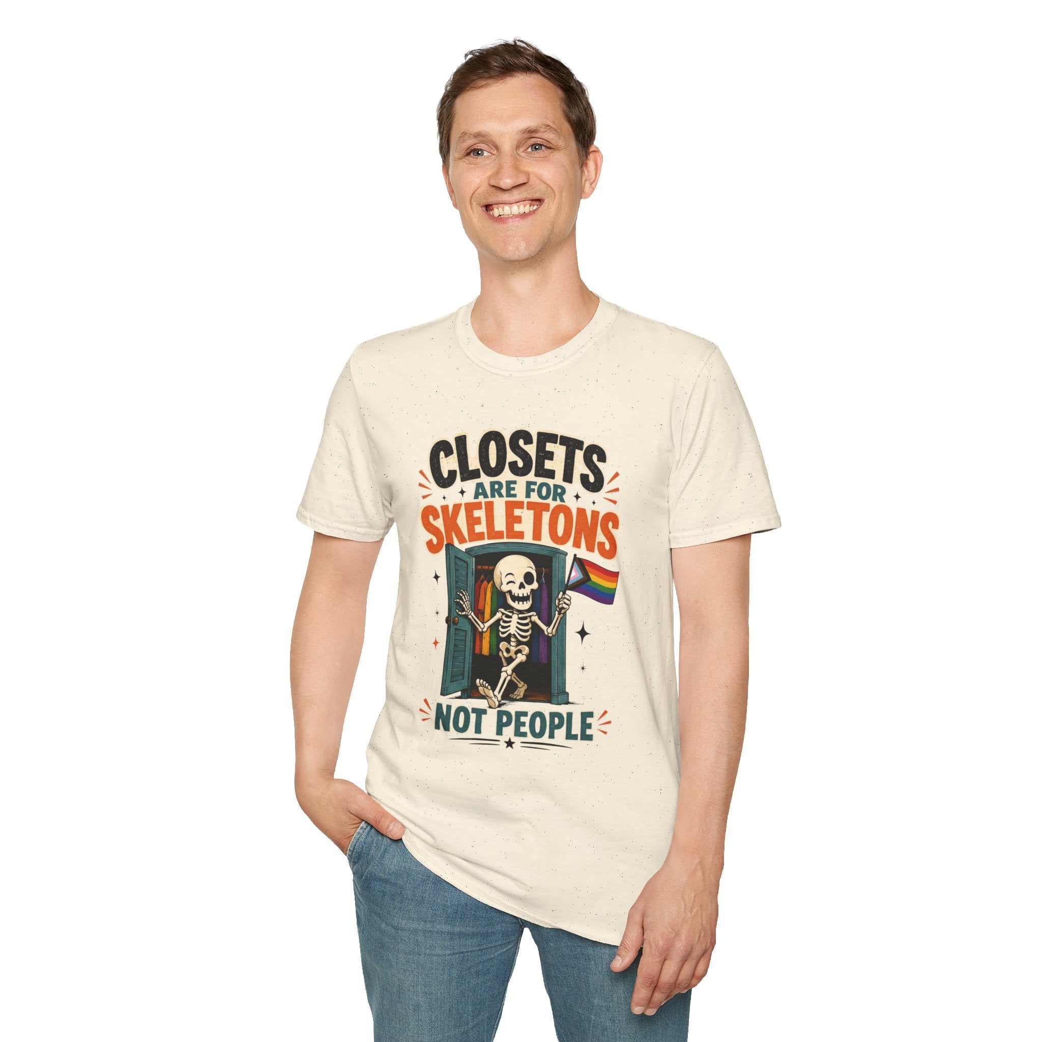 "Closets Are for Skeletons, Not People" Pride Graphic Tee