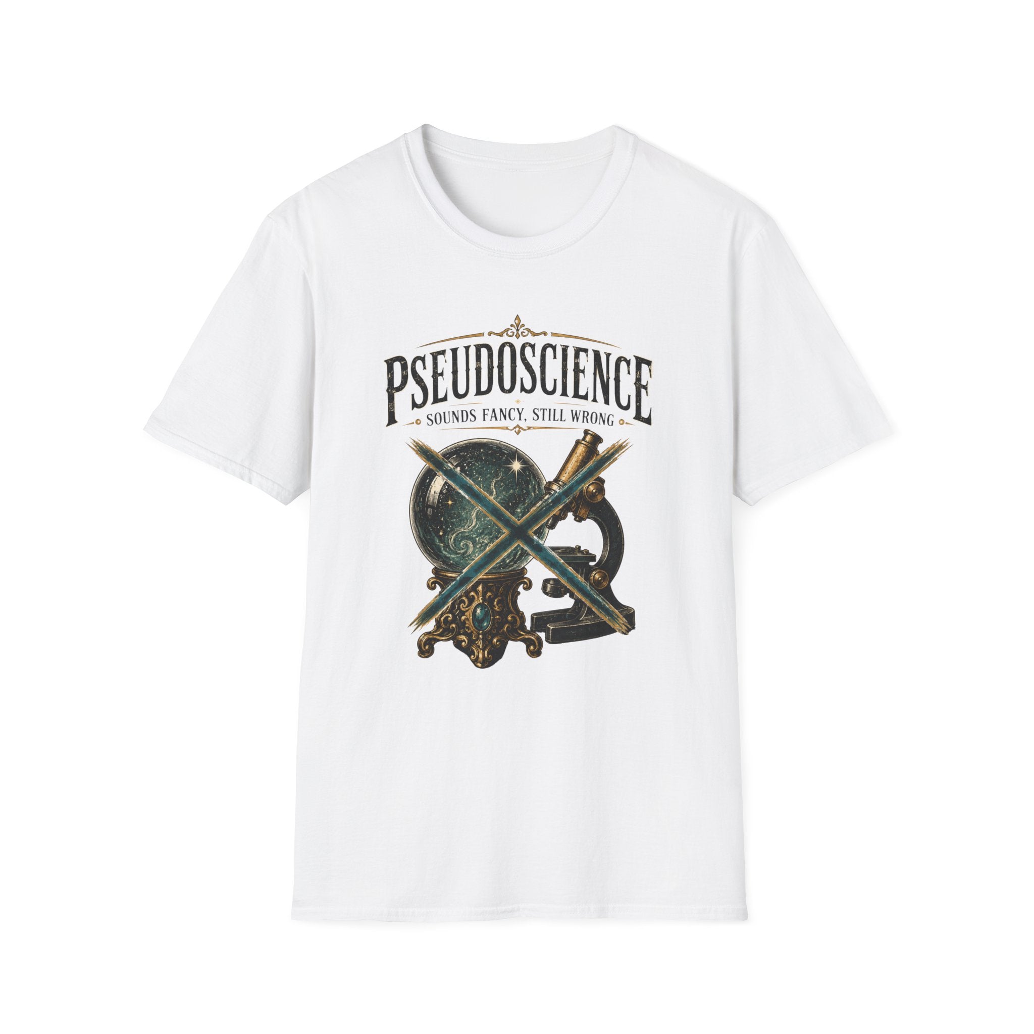 T-Shirt — "Pseudoscience: Sounds Fancy, Still Wrong" Retro Science Graphic Tee