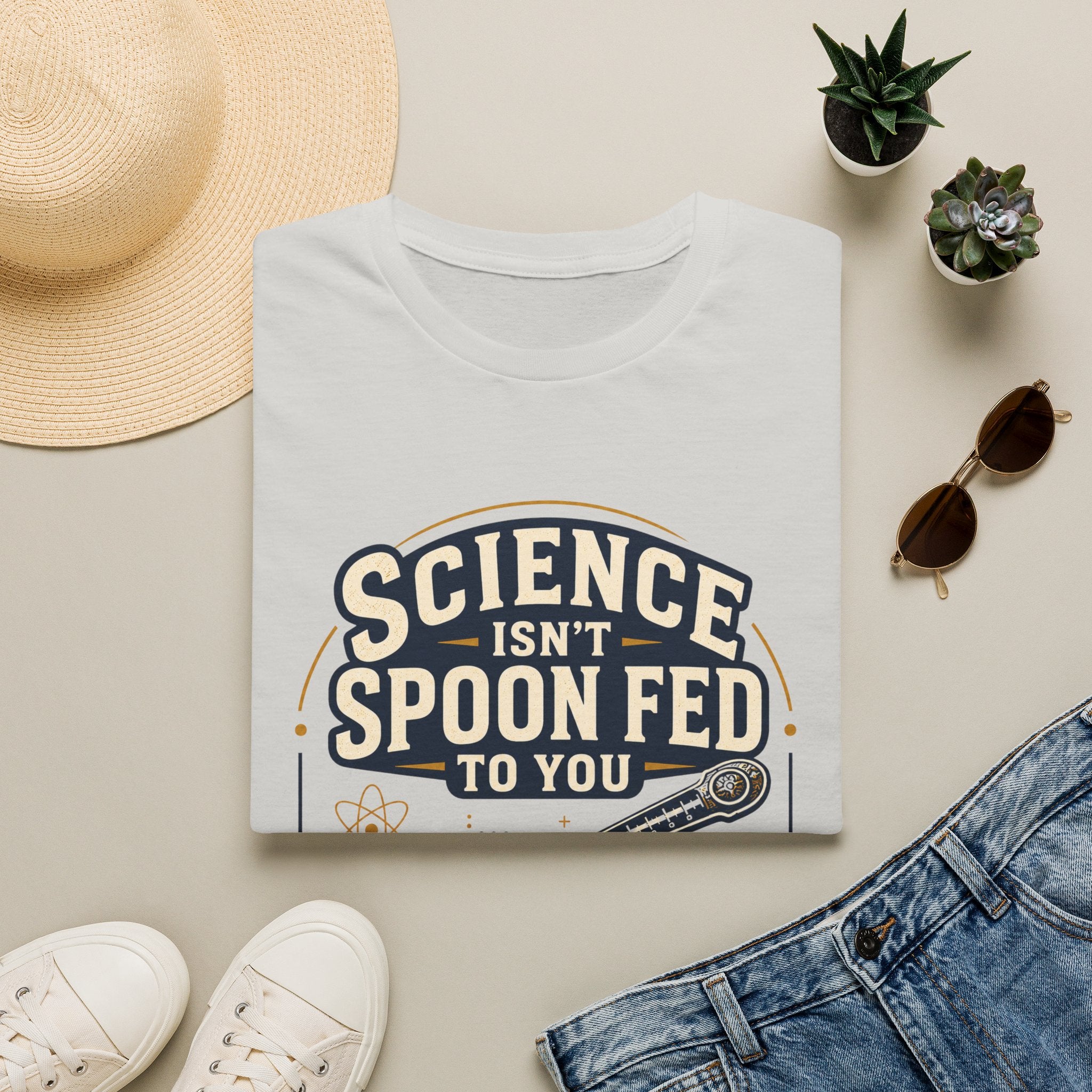 Science Isn't Spoon Fed T‑Shirt — Funny Science Quote Tee for Students & Teachers