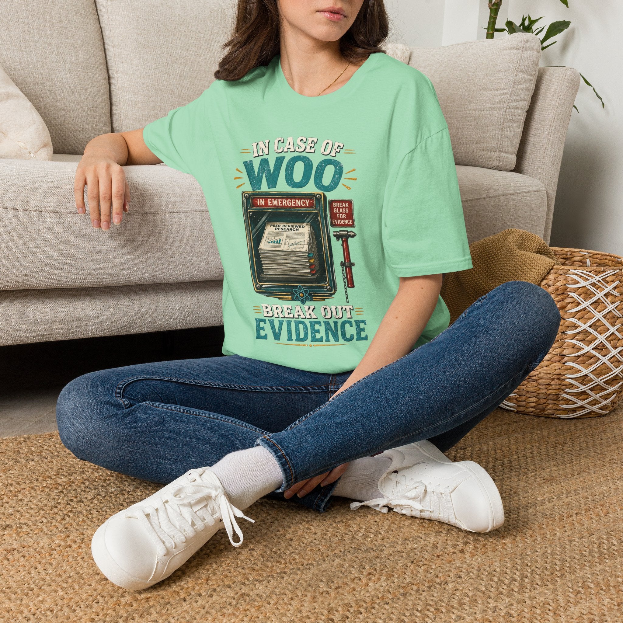"In Case of Woo Break Out Evidence" Vintage Emergency Graphic Tee