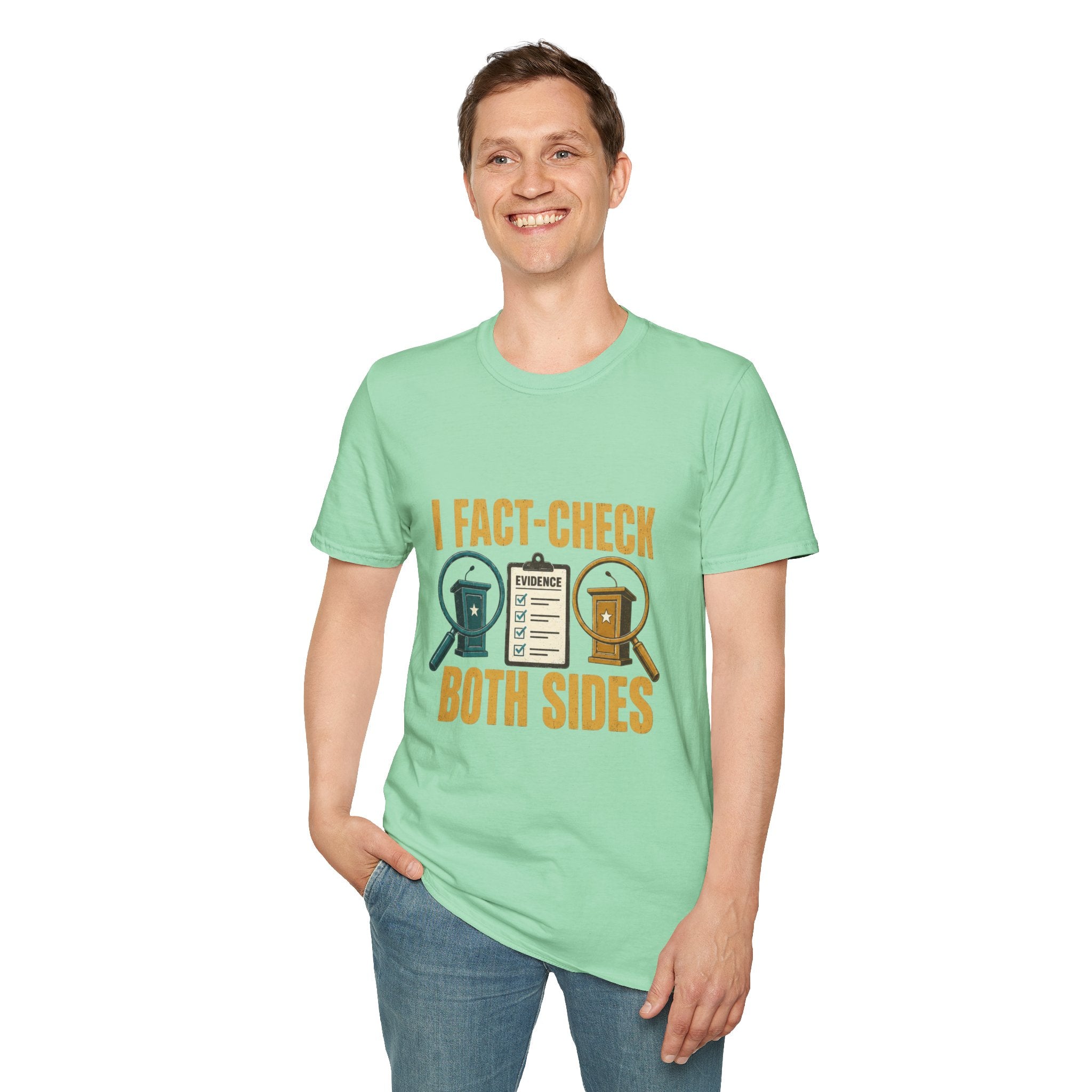"I Fact-Check Both Sides" Graphic Tee (Humorous Political Skepticism)