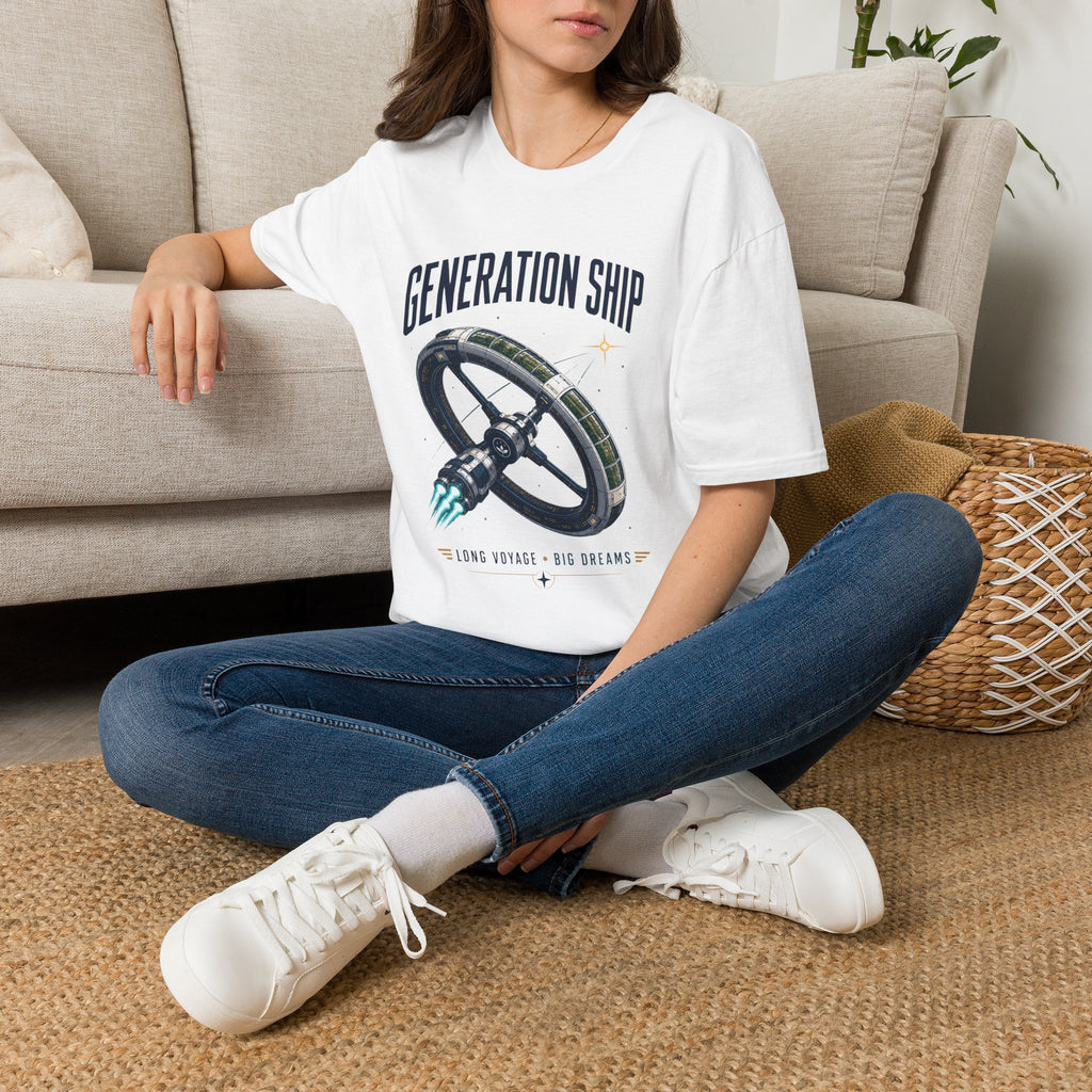 Generation Ship T-Shirt — Retro Space Wheel Sci‑Fi Tee