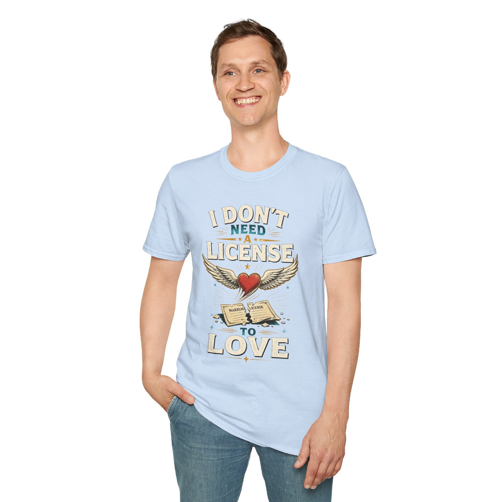 "I Don't Need a License to Love" Vintage Heart & Wings Design