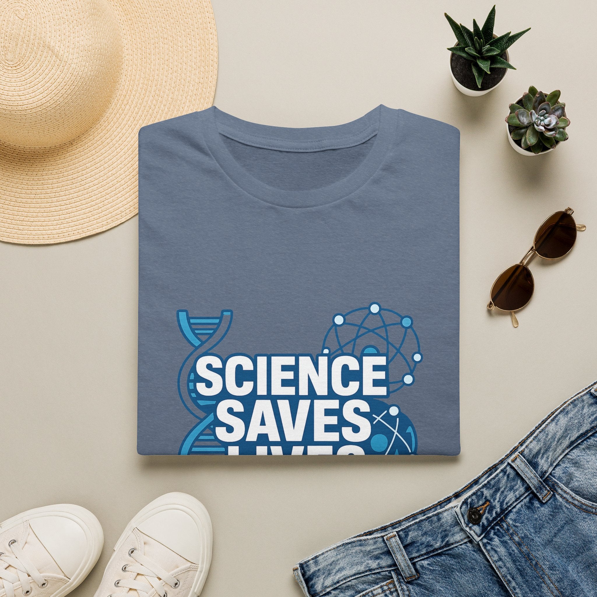 Science Saves Lives T-Shirt — STEM DNA & Heartbeat Graphic Tee