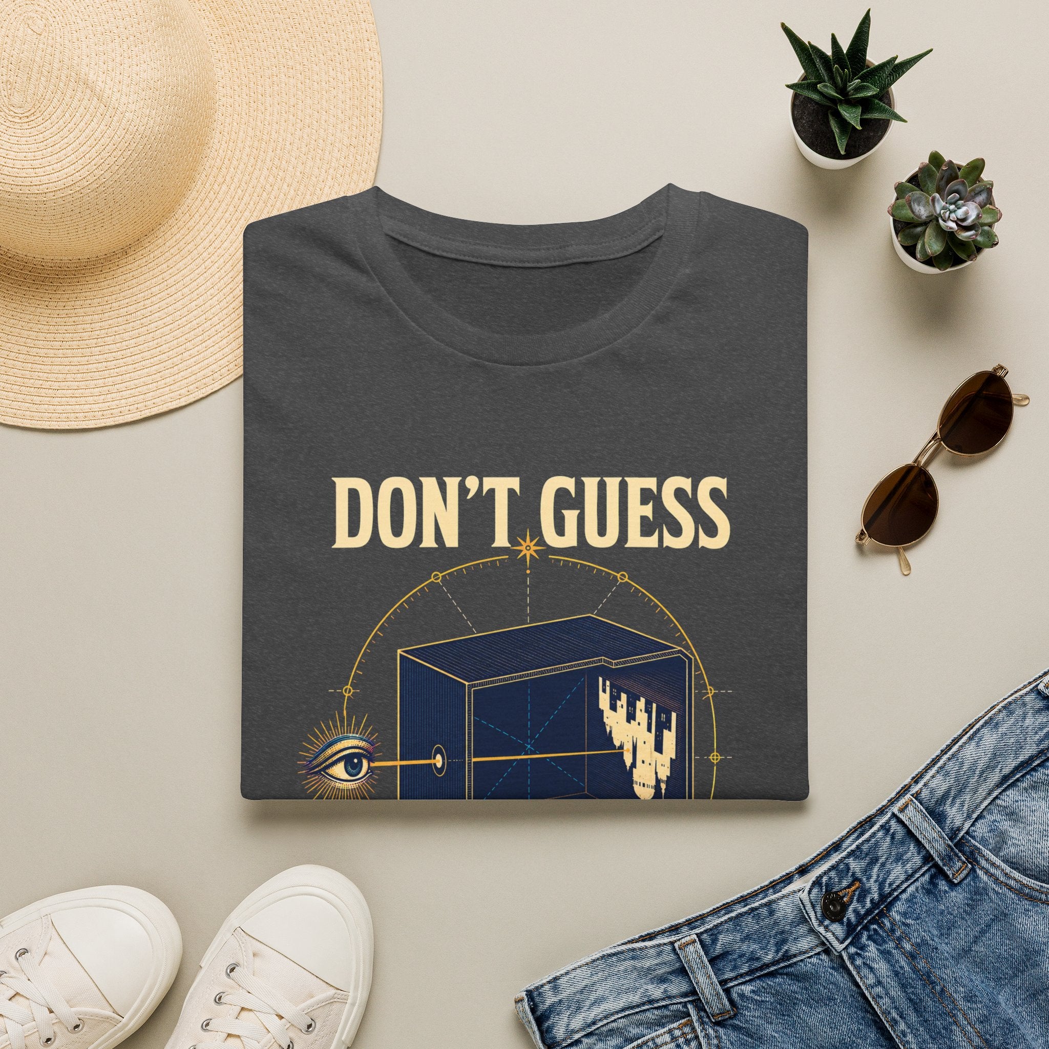 Don't Guess Box Graphic T-Shirt — 'Test the Light' Mystical Eye Tee