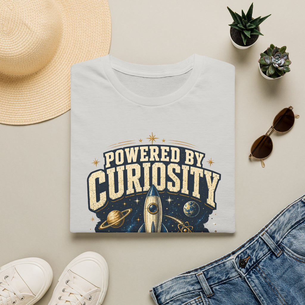 Powered by Curiosity T-Shirt — Rocket Book Space Graphic Tee
