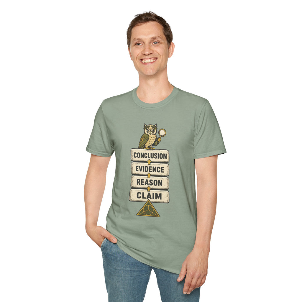 Evidence to Conclusion Graphic T-Shirt — Owl with Magnifying Glass Design