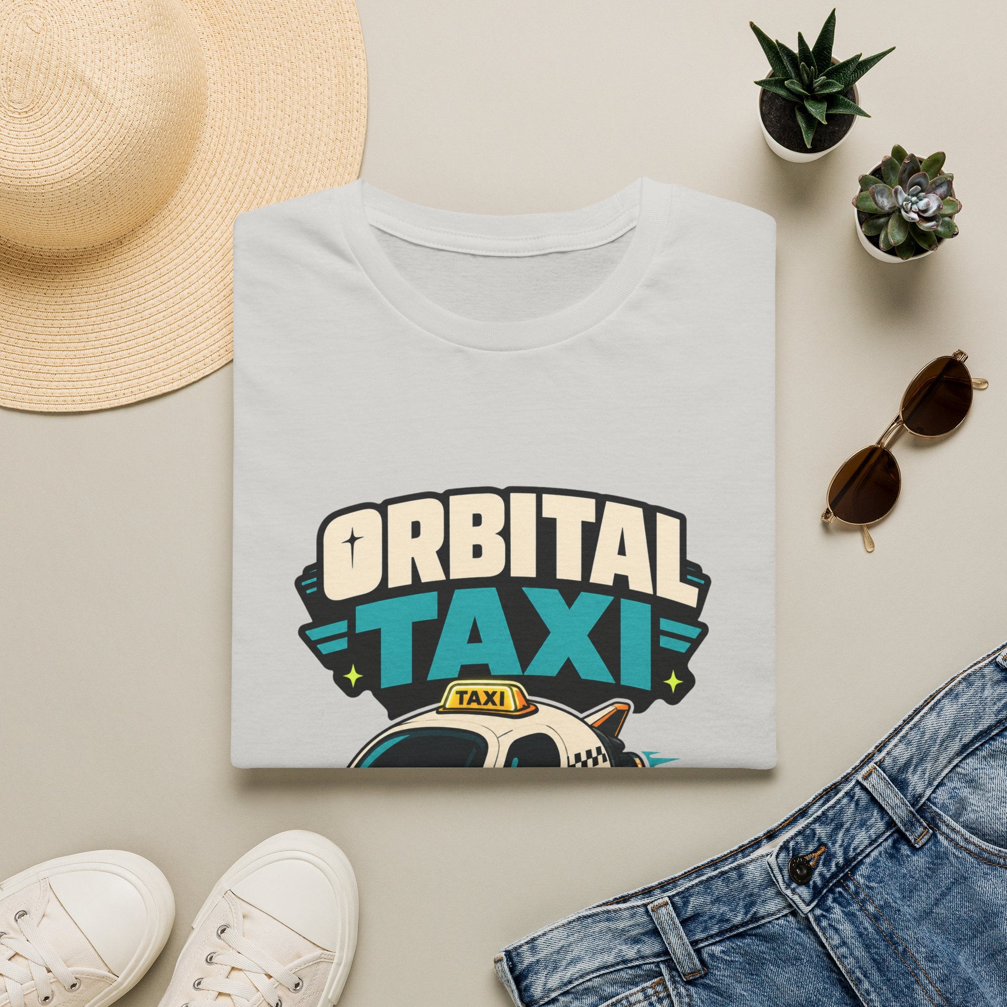 Orbital Taxi T‑Shirt – Retro Space Shuttle Cab Graphic Tee