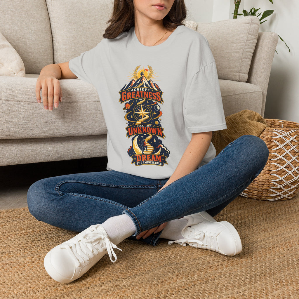 Achieve Greatness Graphic T-Shirt — Inspirational Mountain Adventure Design