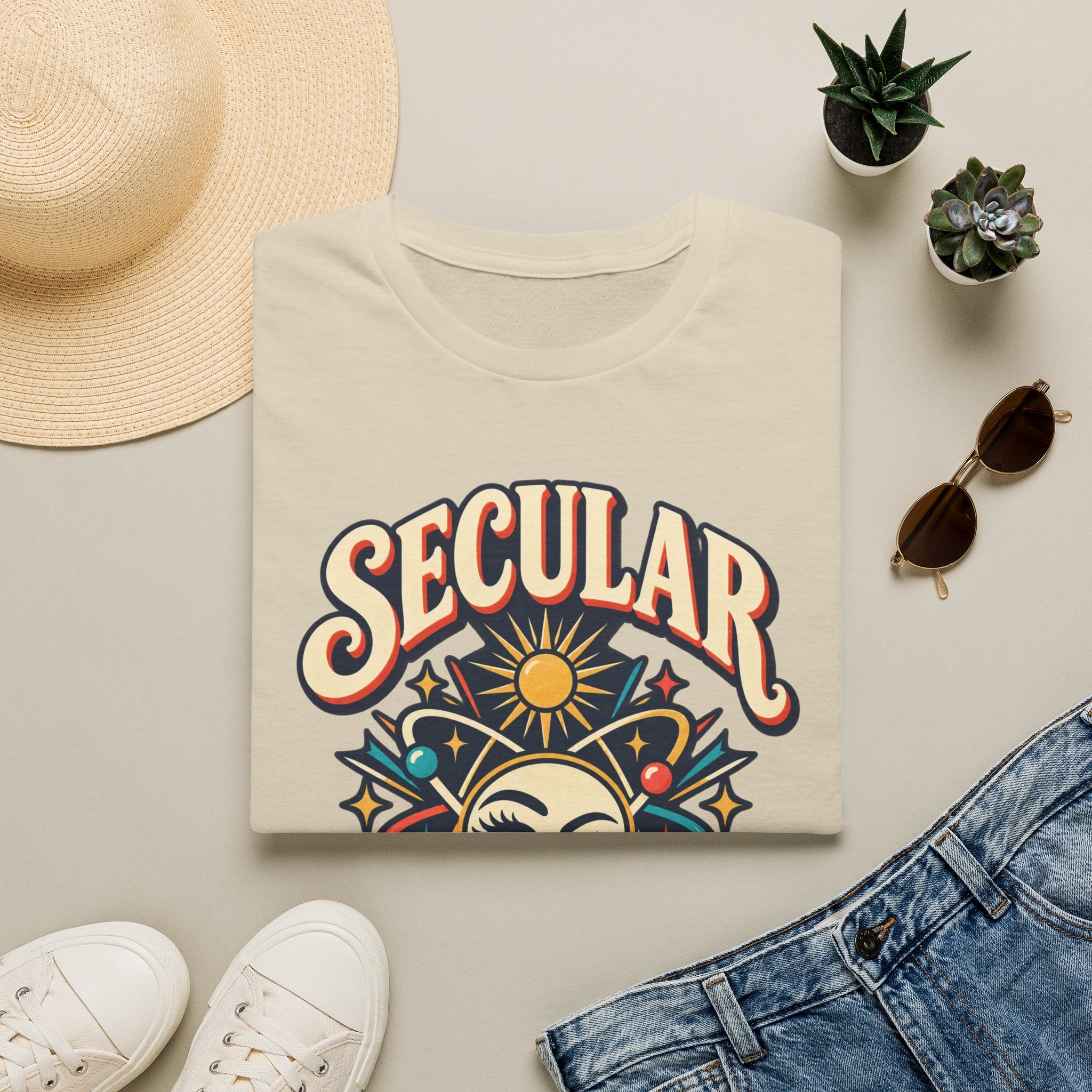 Secular Is Sexy T-Shirt — Retro Spiritual Sun Graphic Tee