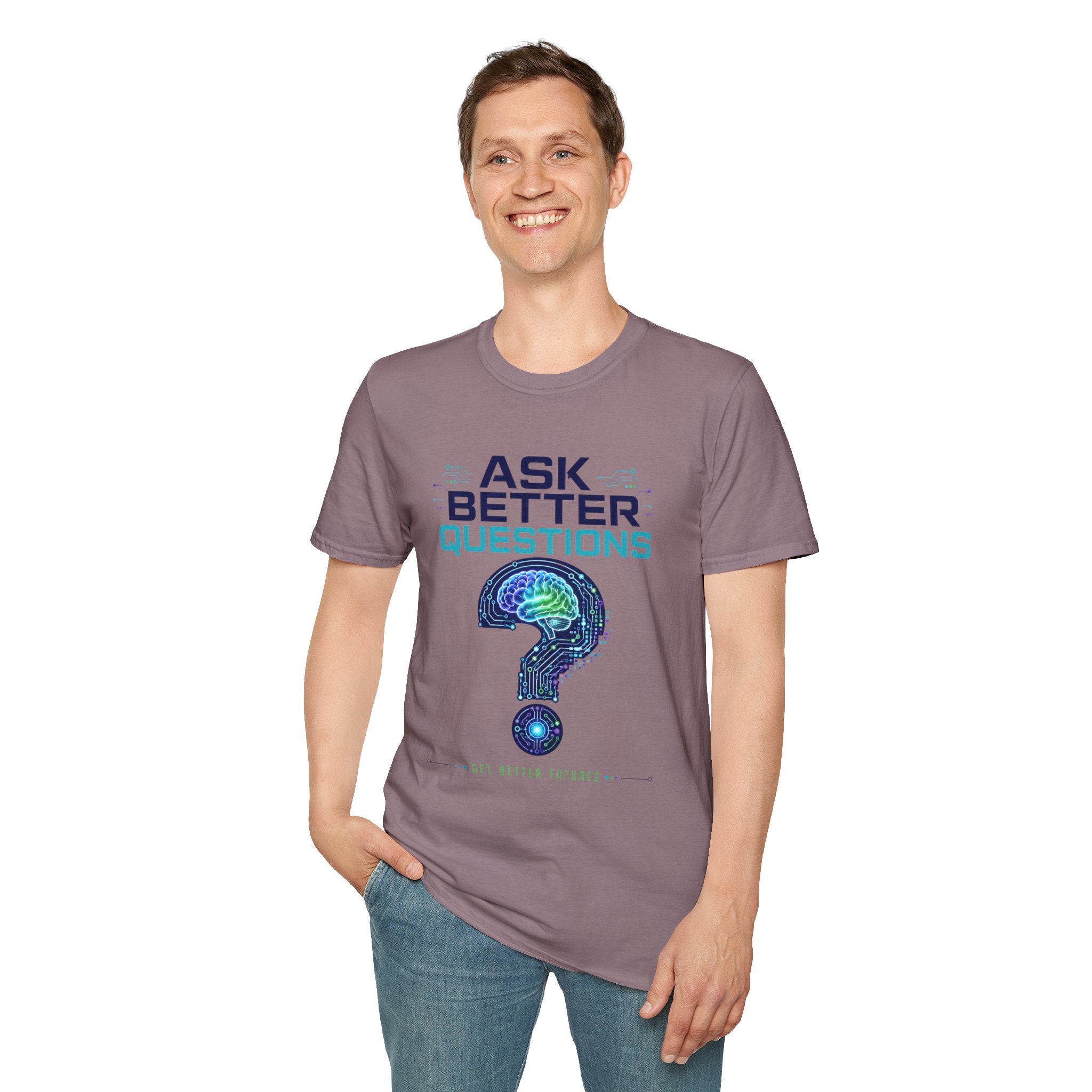 Ask Better Questions T-Shirt — Brain & Question Mark Science Tee for Thinkers