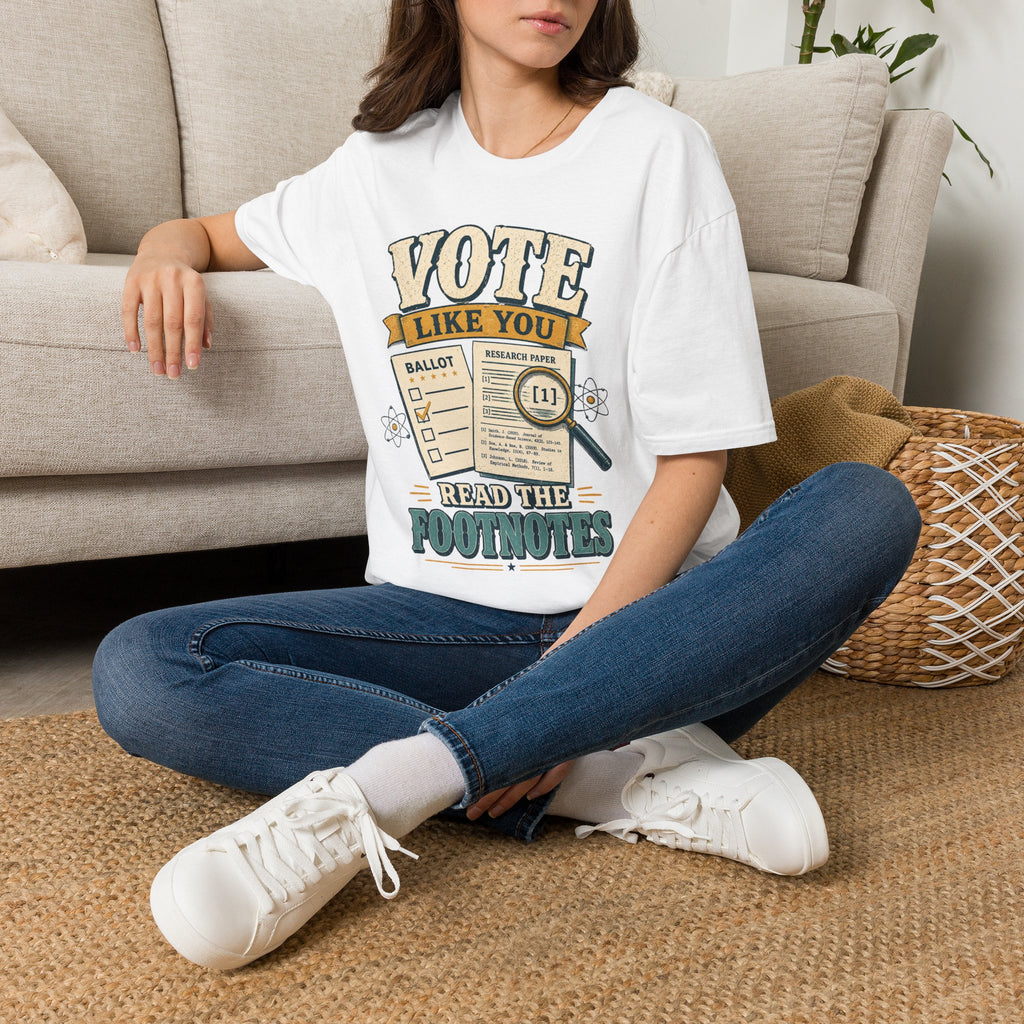 "Vote Like You Read the Footnotes" Vintage Voter Education Tee
