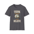 Think Before You Believe T-Shirt — Vintage Brain Graphic Tee