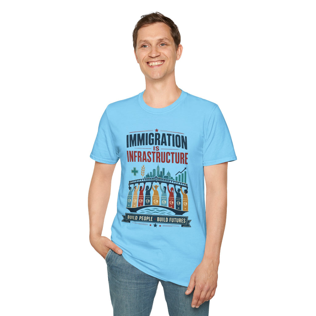 Immigration Is Infrastructure T-Shirt — Pro-Immigrant Advocacy Tee (Build People, Build Futures)