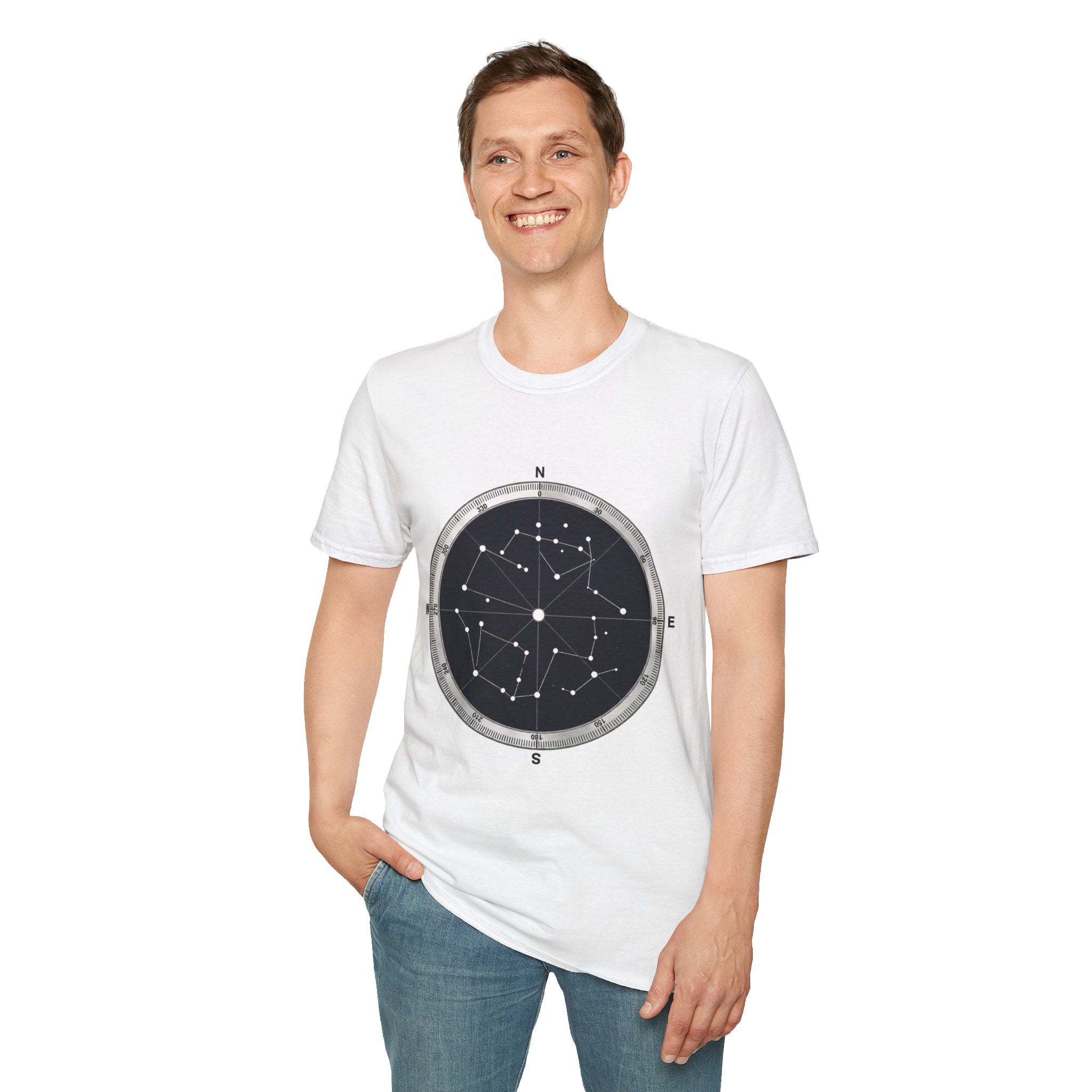 Constellation Compass T-Shirt — Night Sky Star Map Tee