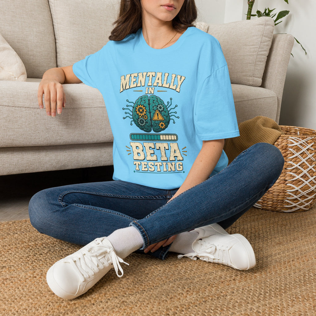 "Mentally In Beta Testing" Retro Brain Graphic Tee