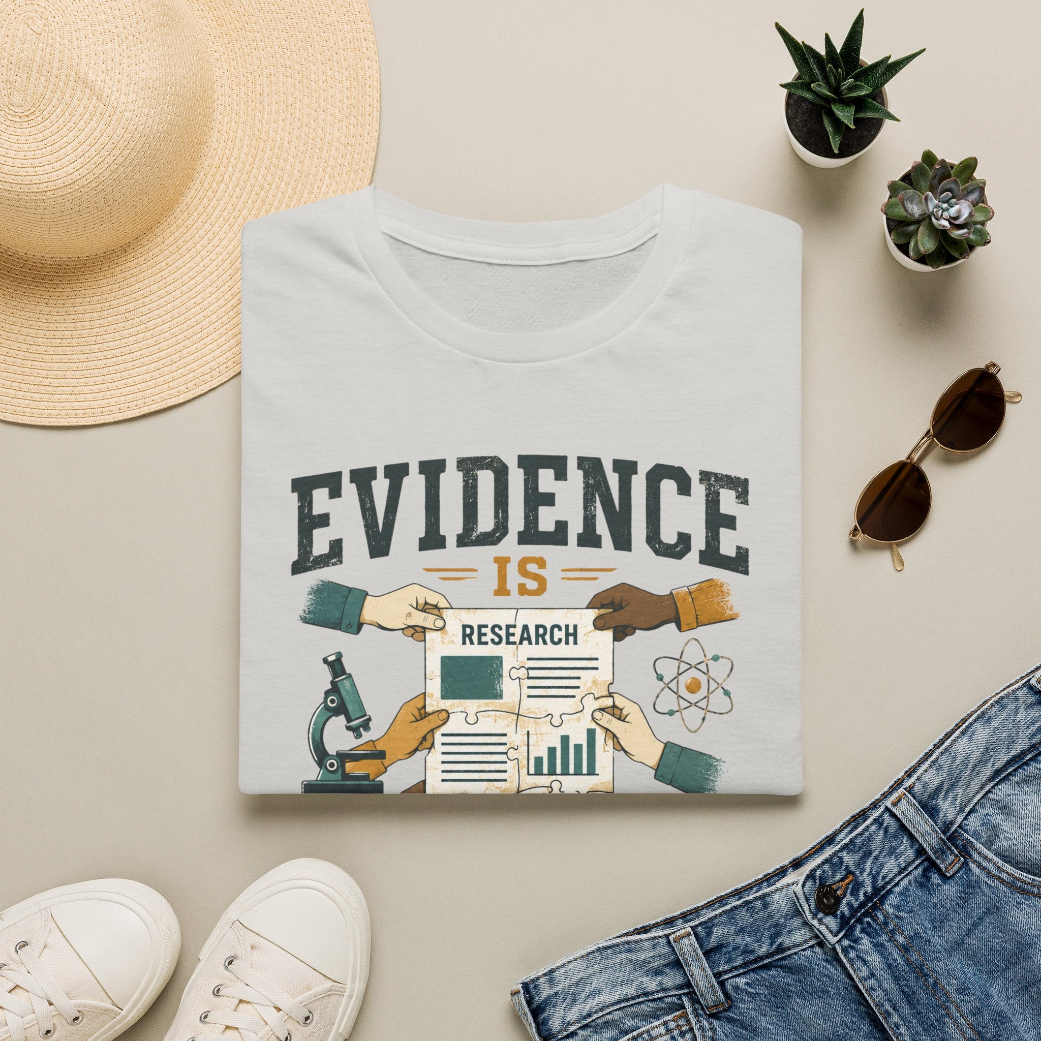 Evidence Is Research T-Shirt — "Evidence Is Collective Labor" Science Graphic Tee