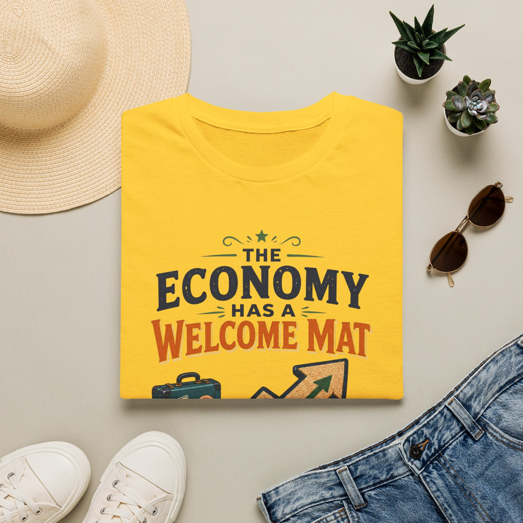 T-Shirt — "The Economy Has a Welcome Mat" Graphic Tee