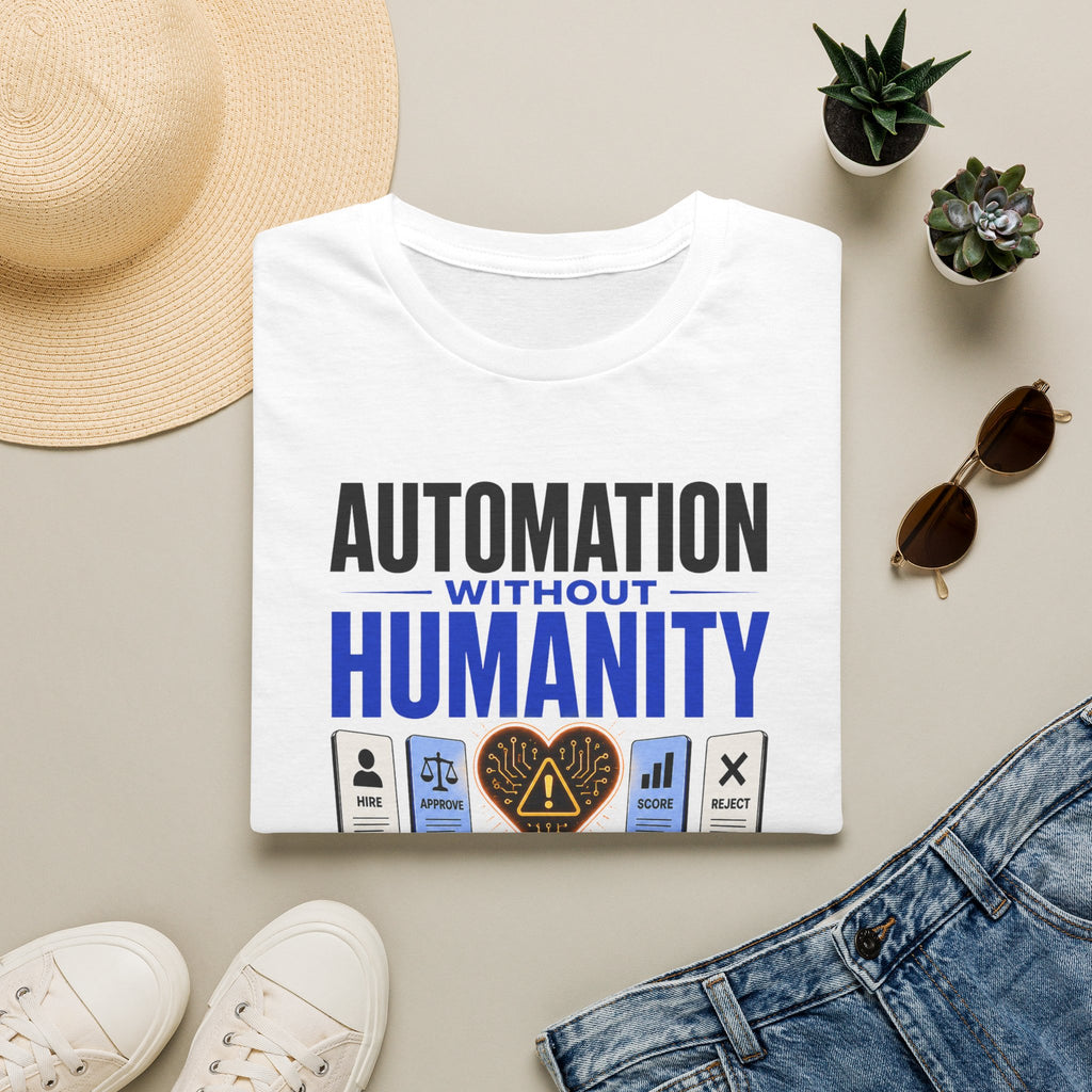 Automation Without Humanity T-Shirt — “Automation Without Humanity Is Just a Faster Mistake” Graphic Tee
