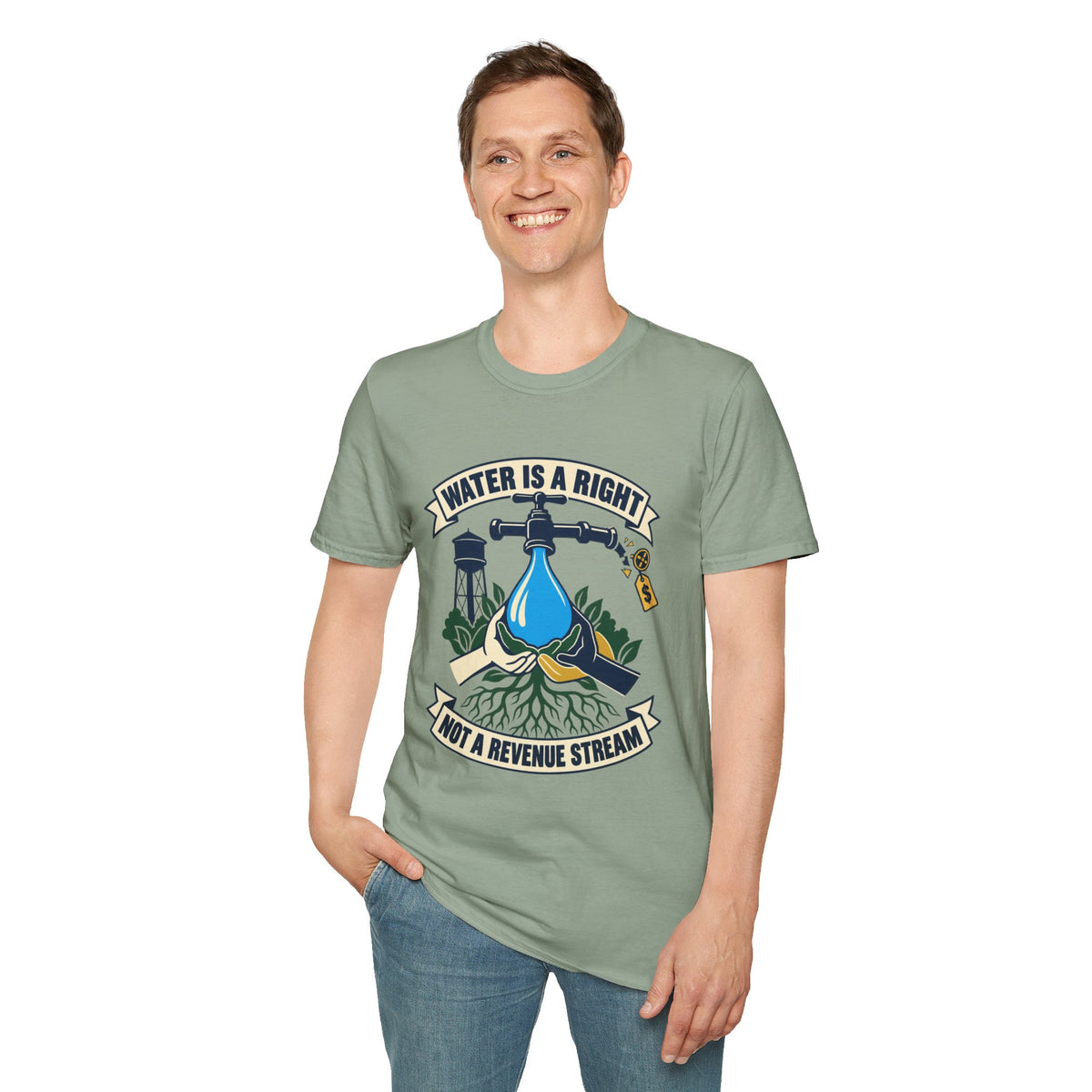 Water Is a Right T-Shirt — "Water Is a Right, Not a Revenue Stream" Environmental Tee
