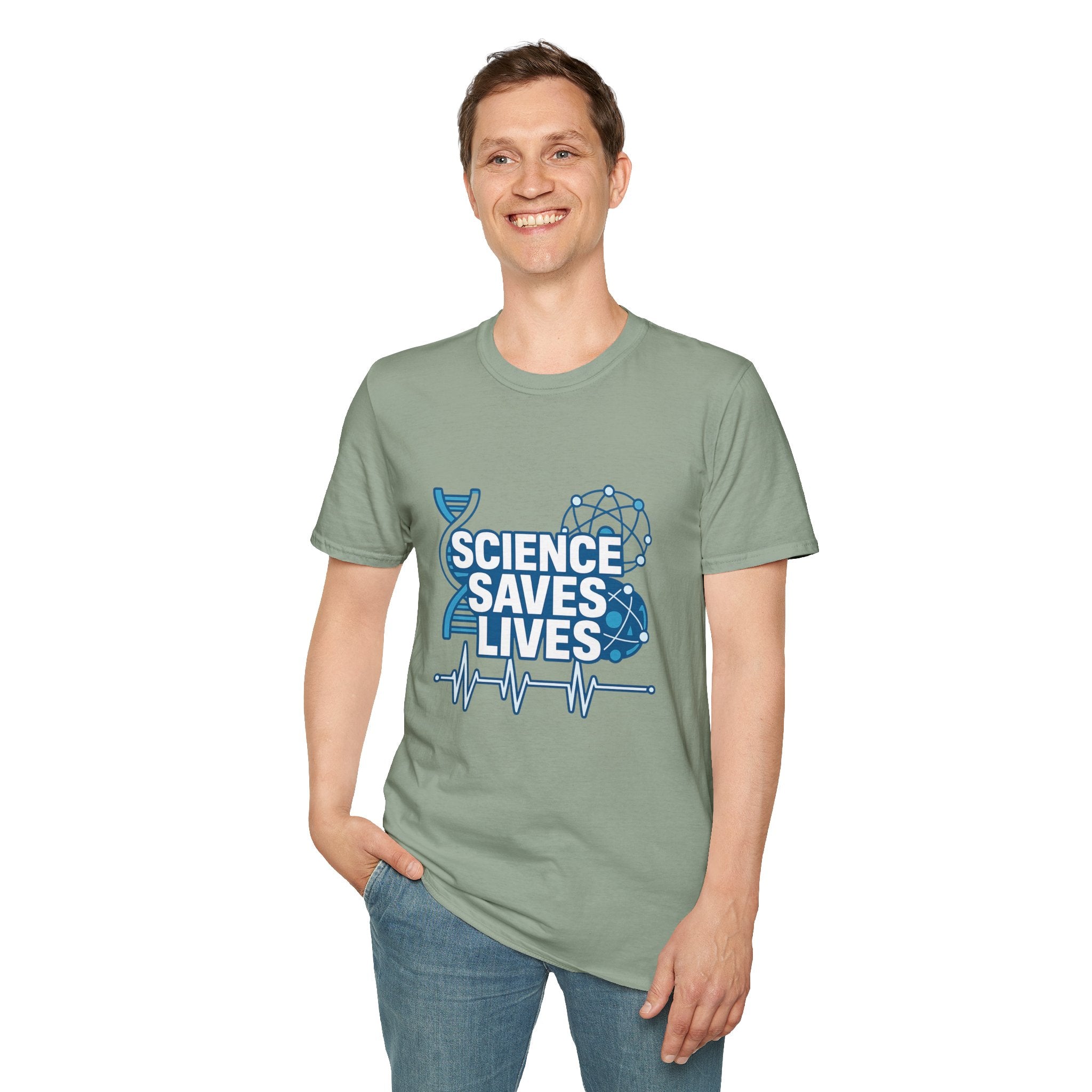 Science Saves Lives T-Shirt — STEM DNA & Heartbeat Graphic Tee