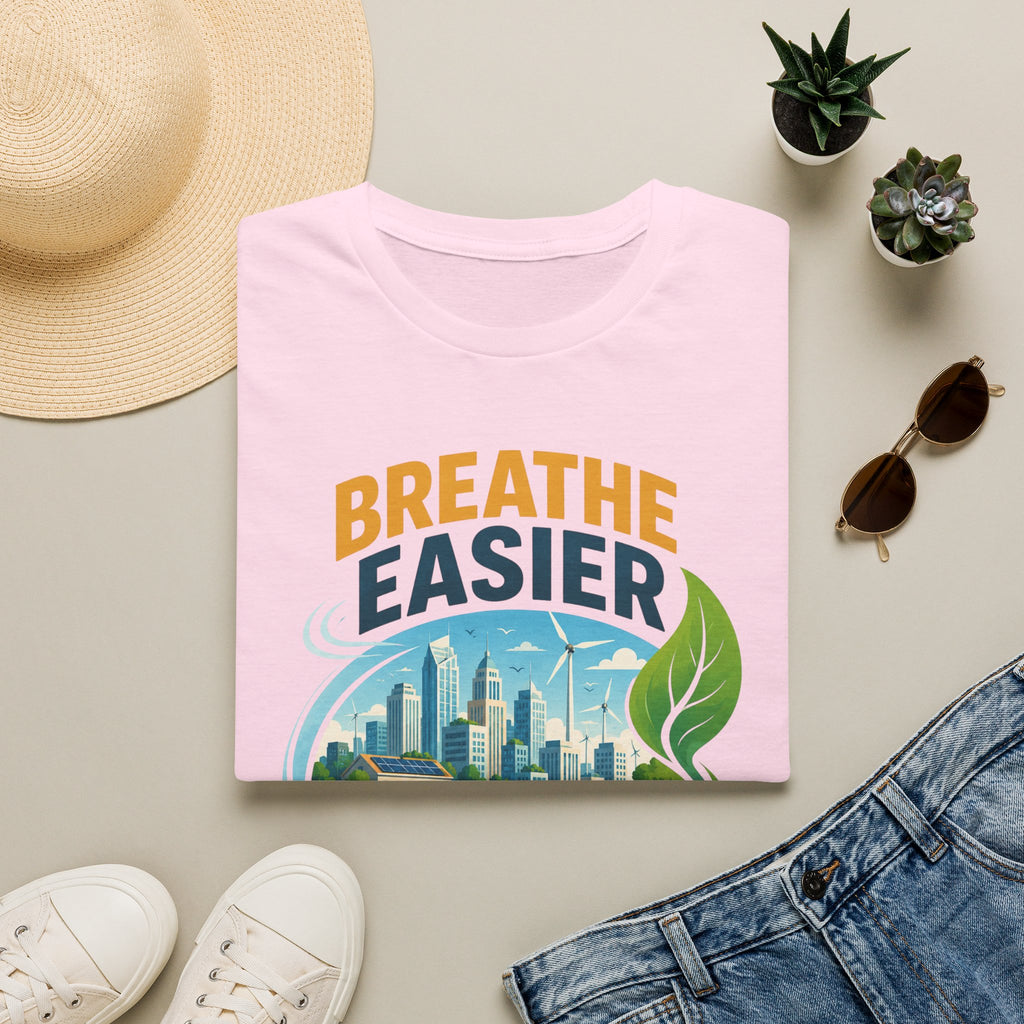 "Breathe Easier, Build Cleaner" Eco City Graphic