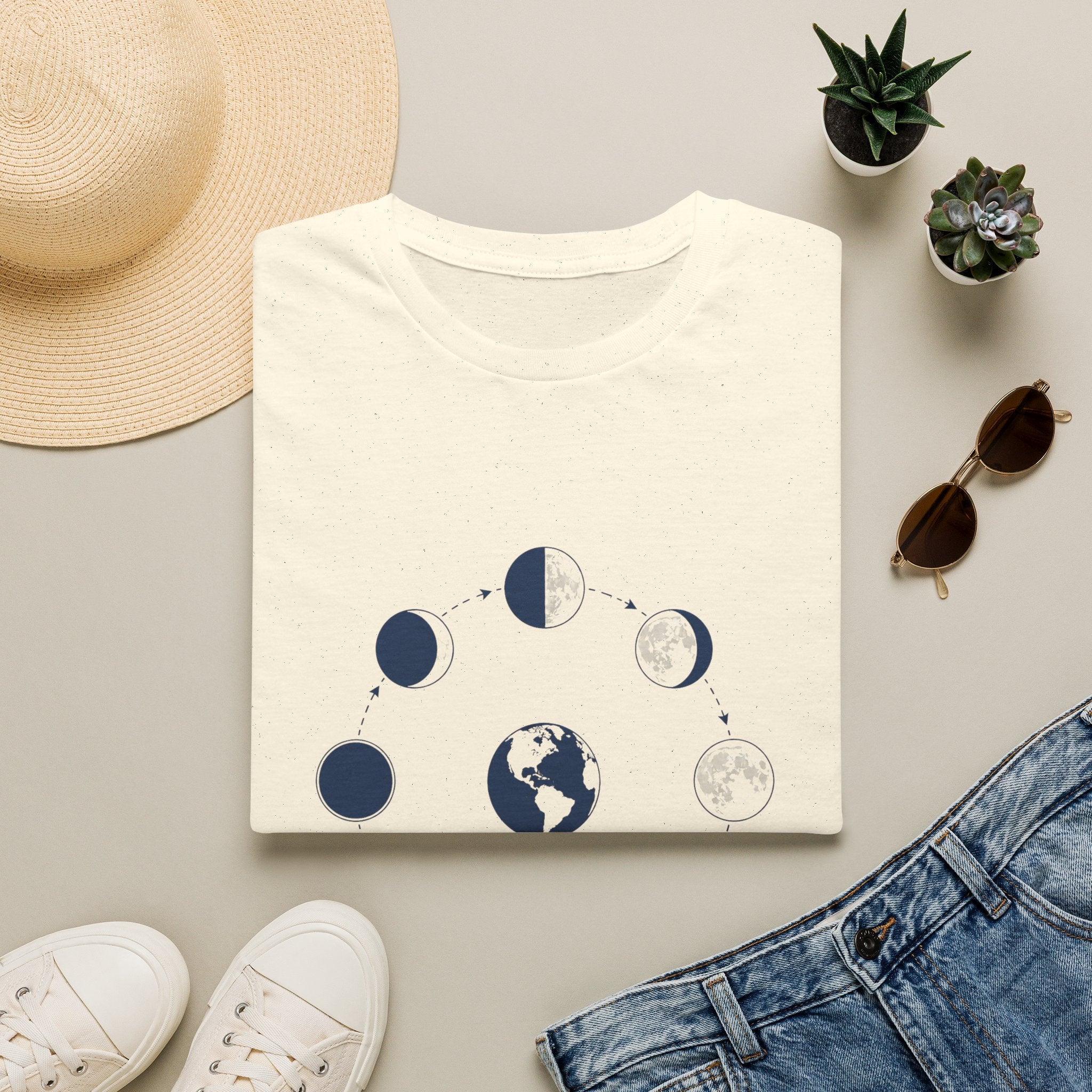 Moon Phase T-Shirt —Lunar Cycle Graphic Tee