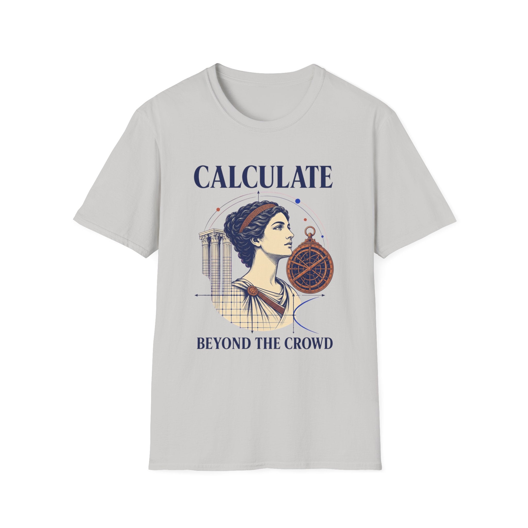 Calculate T-Shirt — Vintage Athena Compass Graphic Tee ("Calculate" & "Beyond the Crowd")