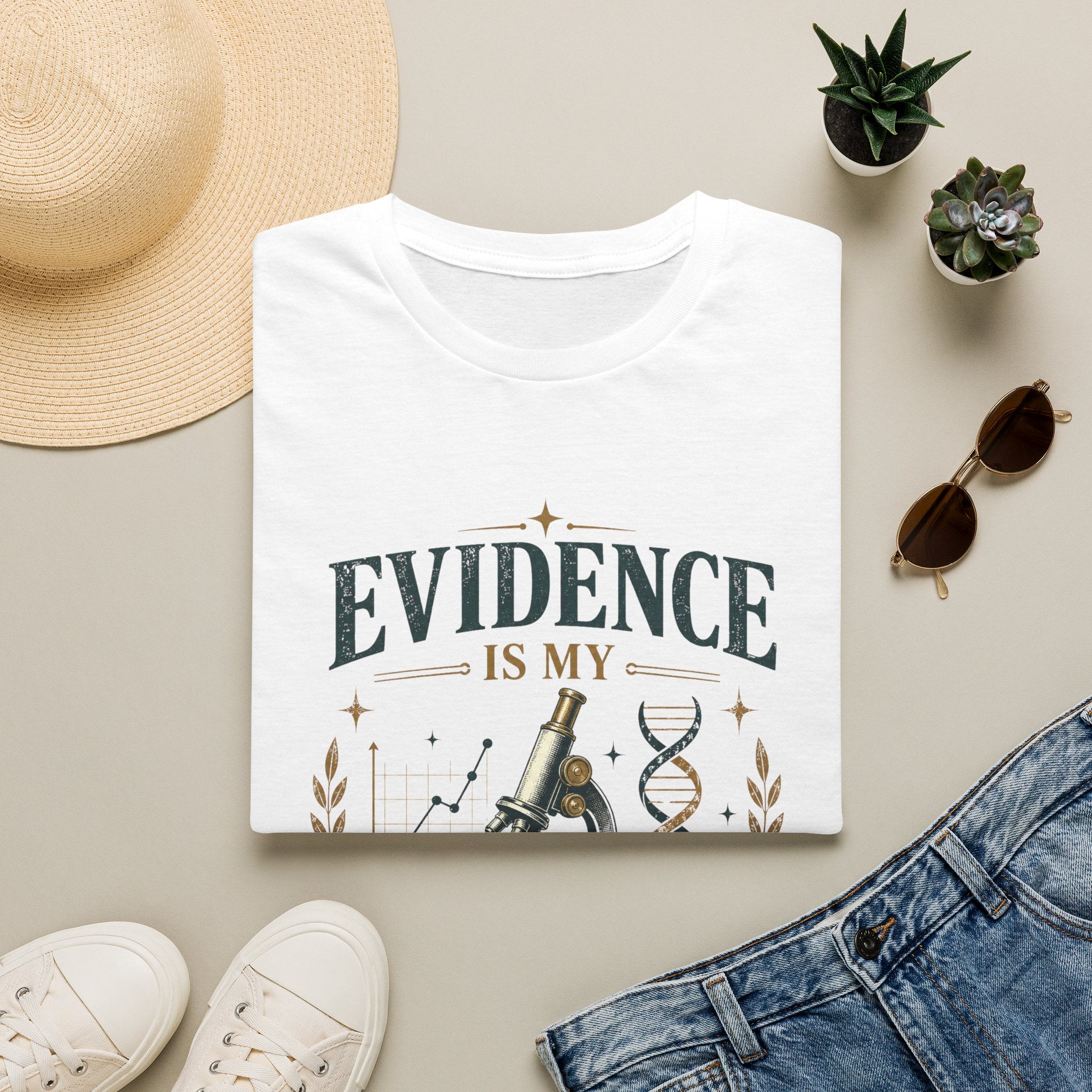 Evidence Is My Aesthetic T-Shirt — Science Lover Microscope DNA Tee
