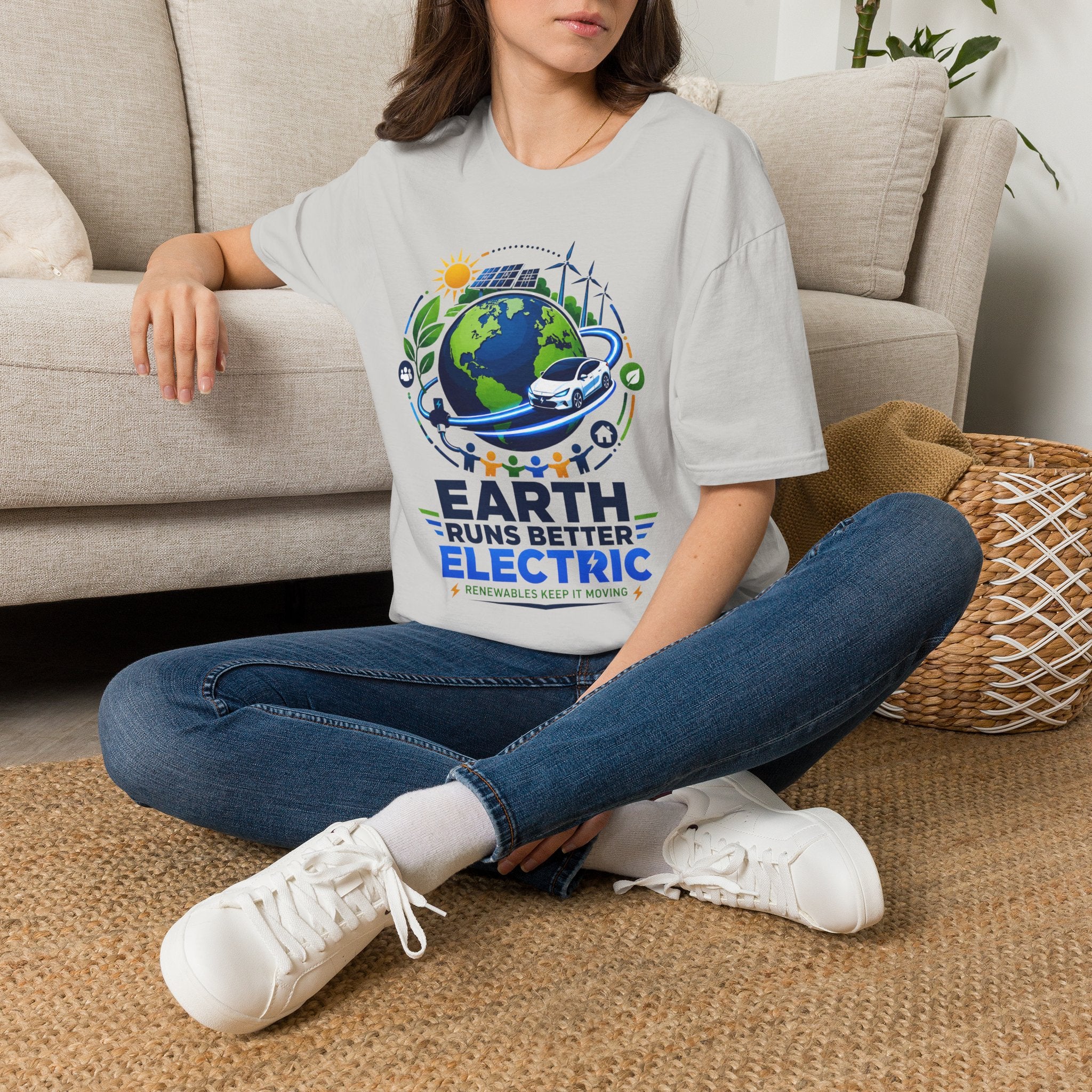 Earth Runs Better Electric Eco-Friendly EV Graphic Tee