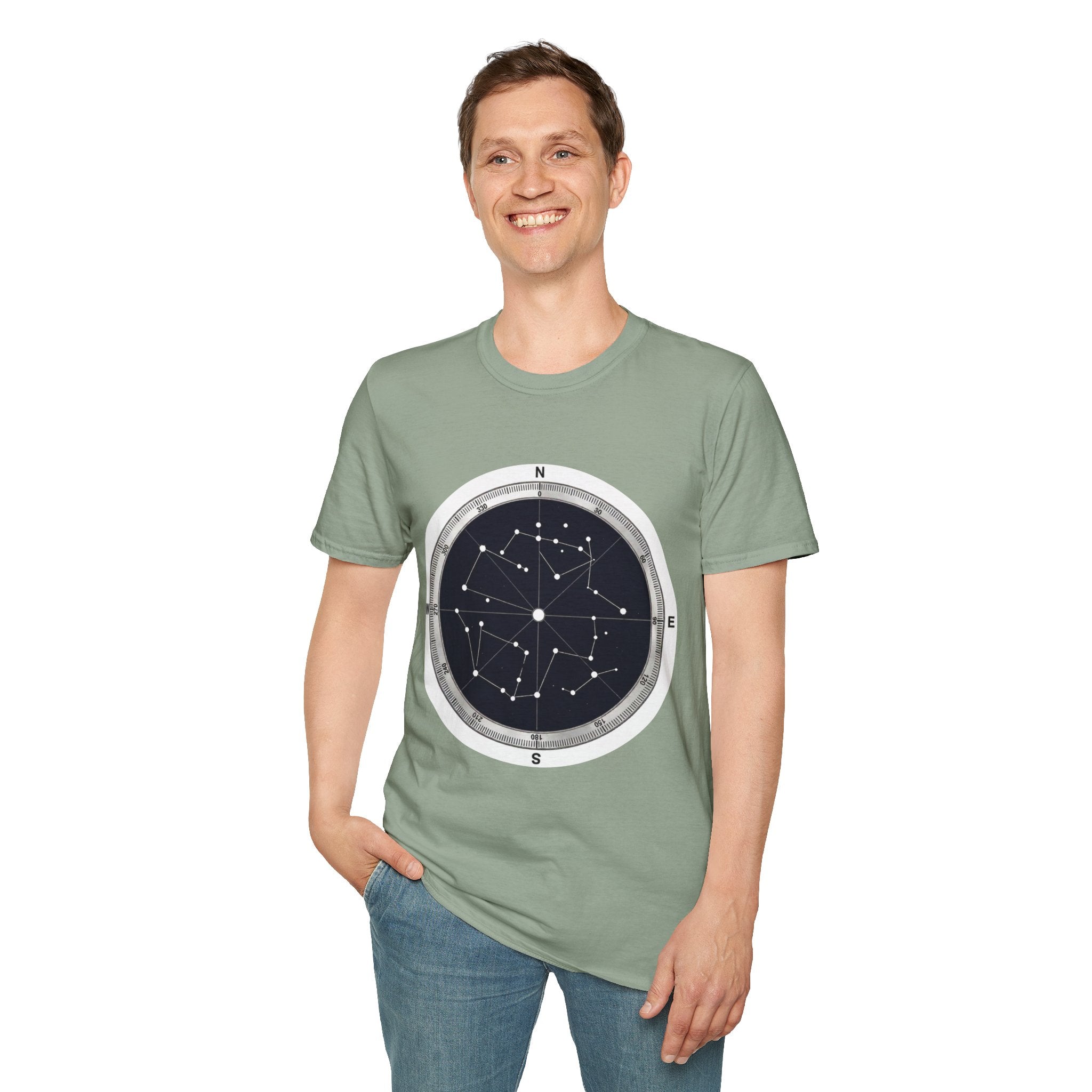 Constellation Compass T-Shirt — Night Sky Star Map Tee